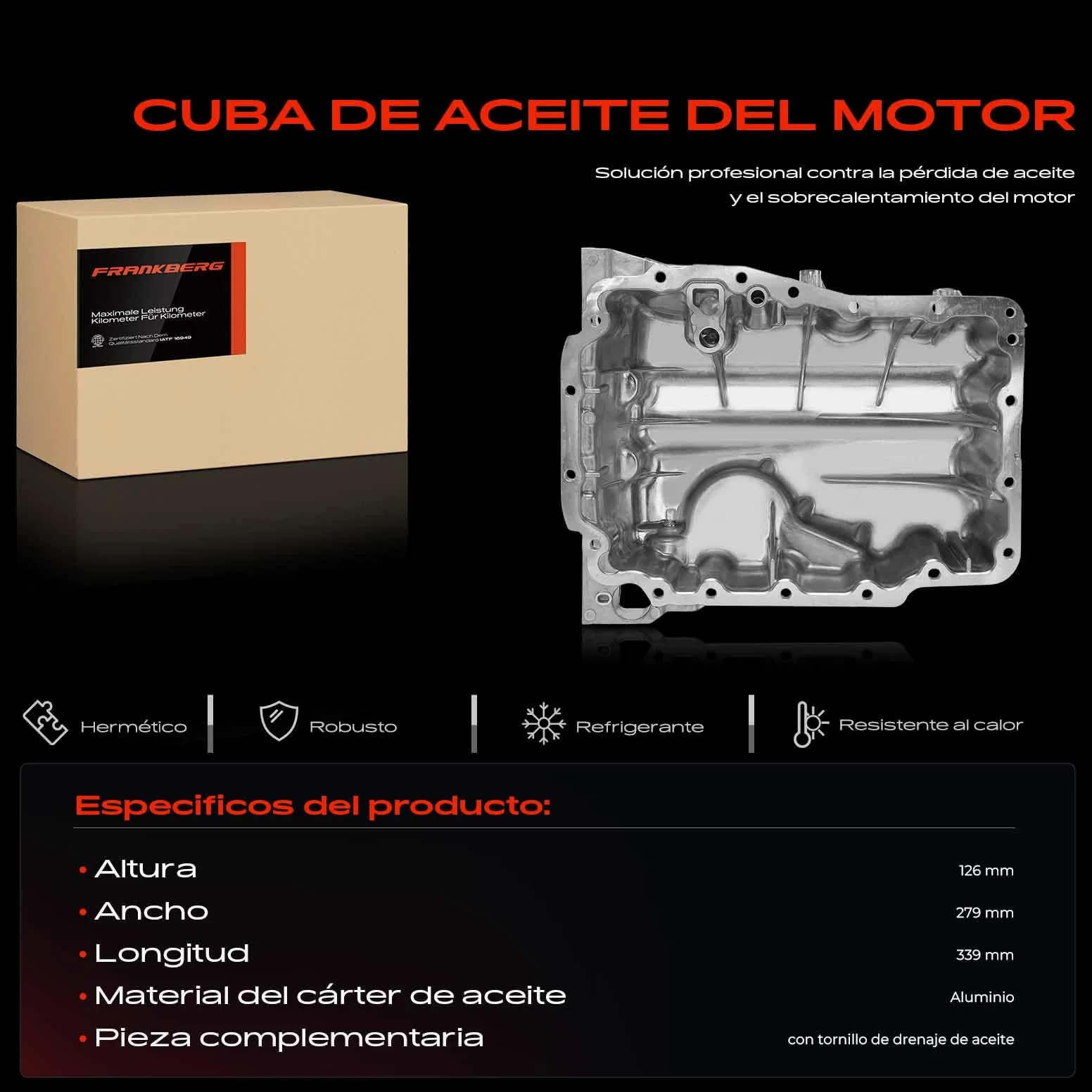 Frankberg Cárter de aceite con tapón de drenaje de aceite 04C103601D | Compatible con: Mii KE1 KF1, ¡ARRIBA! 121 122 123 BL1 BL2 BL3, Citigo NF1