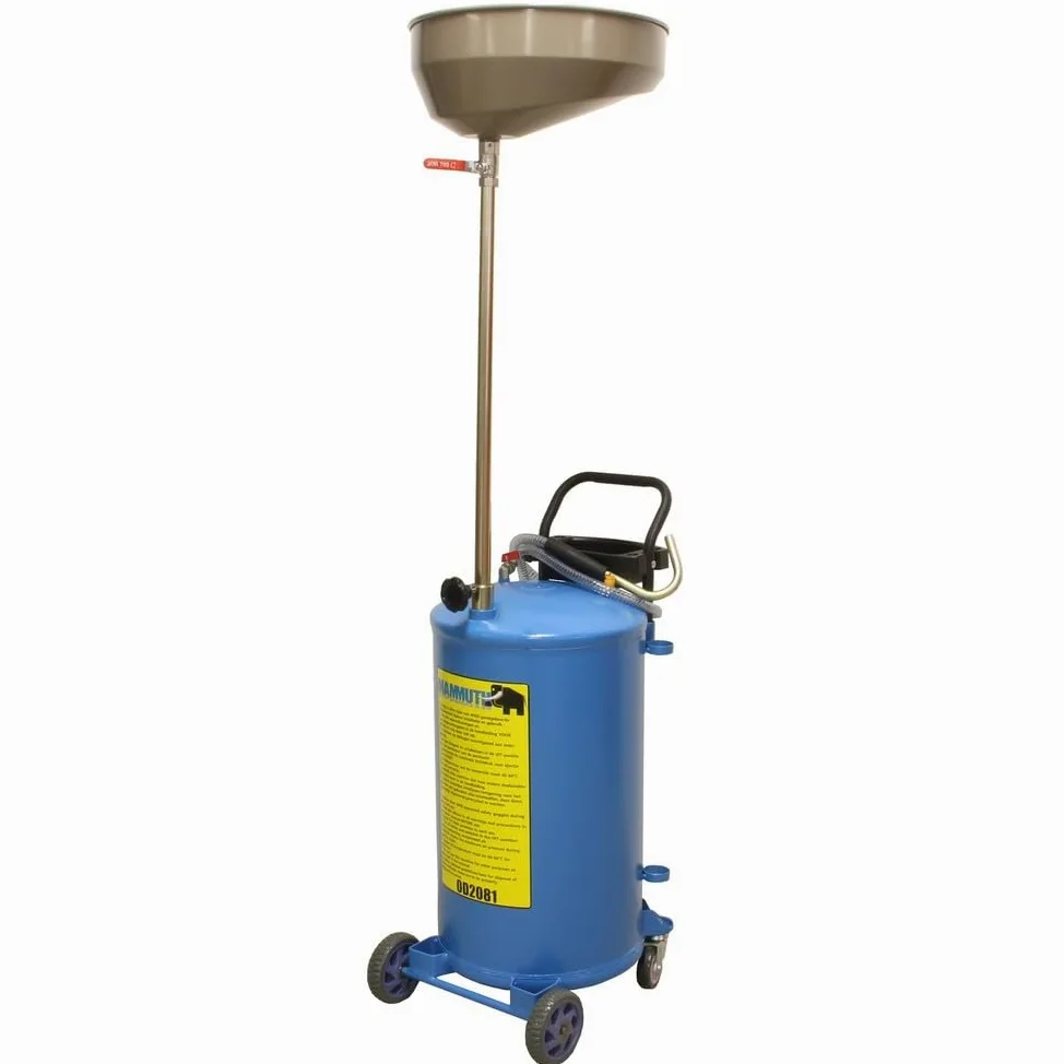DeTec. Depósito colector de 65 l con embudo de altura ajustable para recoger aceite usado, carro de recogida de aceite enrollable, dispositivo de drenaje de aceite para coche, neumático, altura máxima