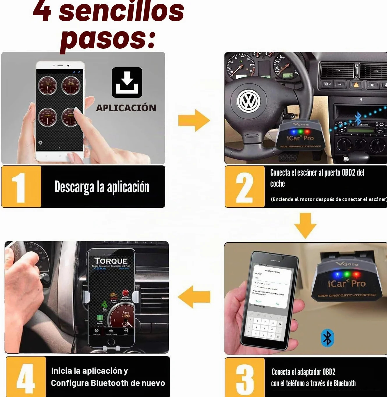 Vgate iCar Pro Bluetooth 4.0 (BLE) OBD2 Fault Code Reader OBDII Code Scanner Car Check Engine Light para iOS/Android | Lector de código de falla, OBDII, luz de comprobación de motor de coche, compatible con iOS/Android