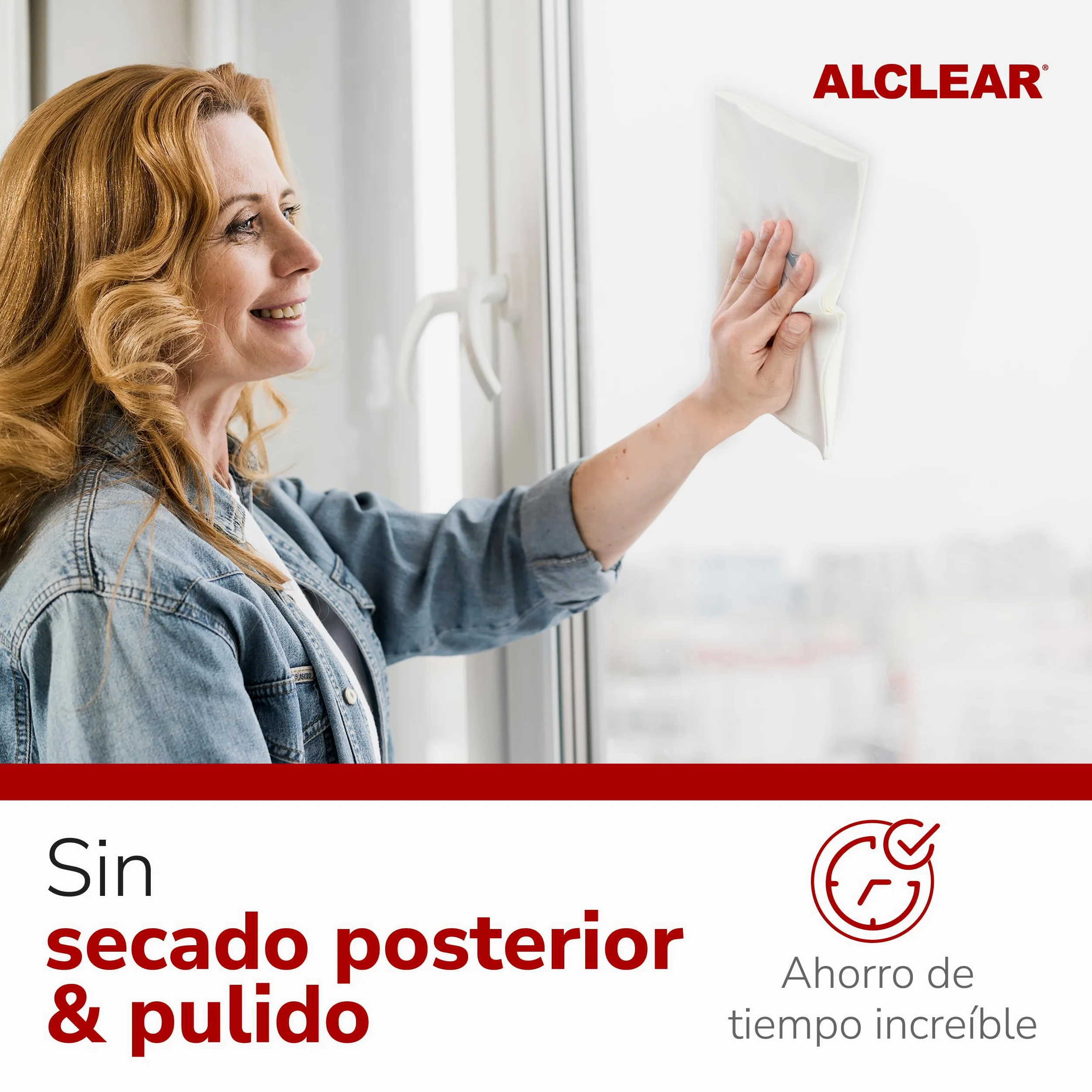 ALCLEAR 950001 Paño de Microfibra para Ventanas, Set de 5, paño de Microfibra para Cristales, del hogar y de Las Ventanas, sin Necesidad de Utilizar un paño para secar ni limpiacristales, 40 x 45 cm