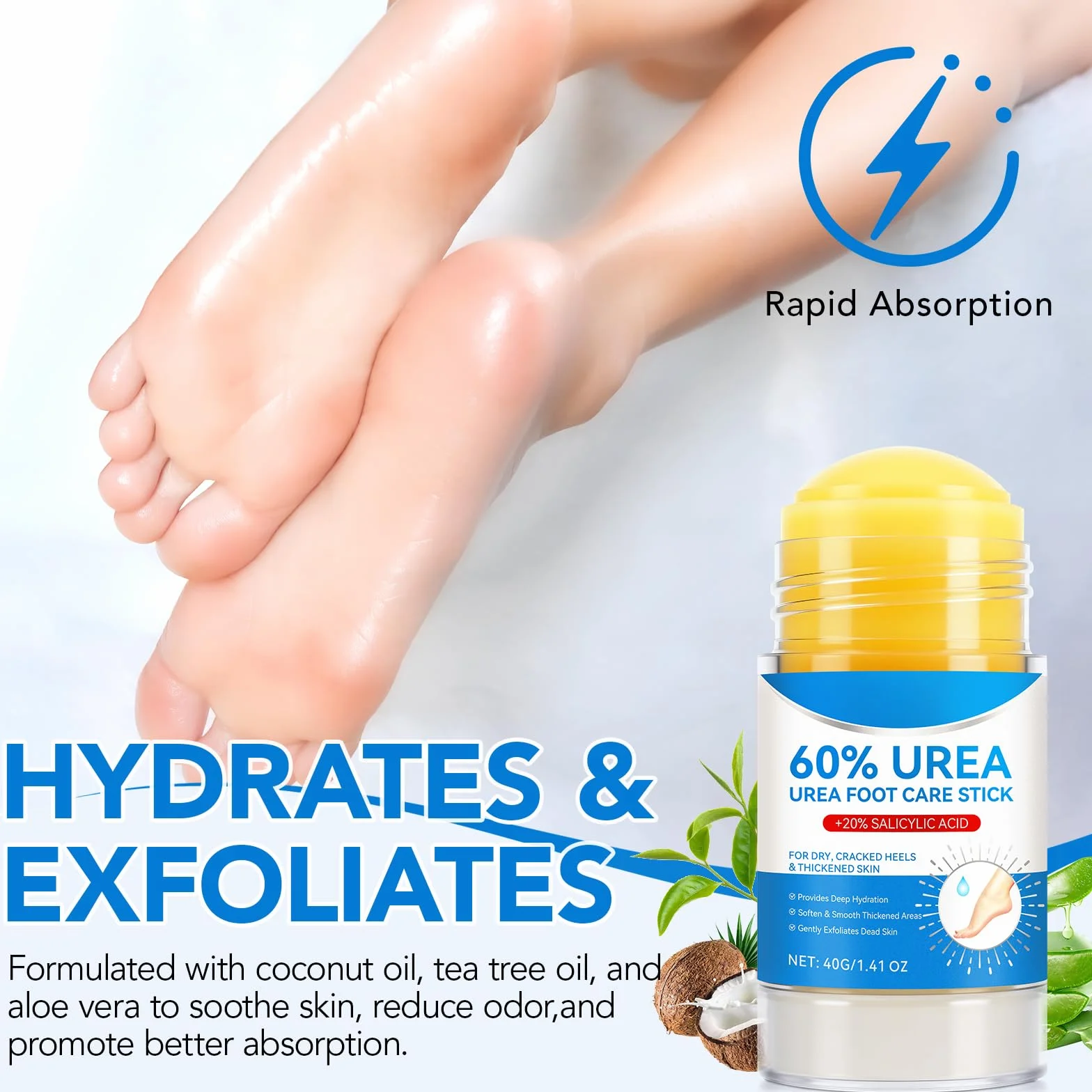 Crema hidratante para pies Urea 60% 40g suavizante de la piel