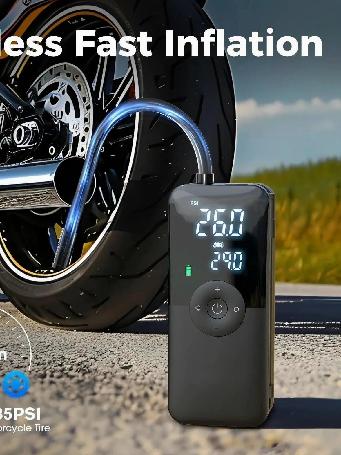 Compresores de aire portátiles Bomba de aire portátil de 150PSI para neumáticos de automóvil, inflador de neumáticos con batería de 5600mAh, compresor inalámbrico para inflar Inflador Ruedas Coche