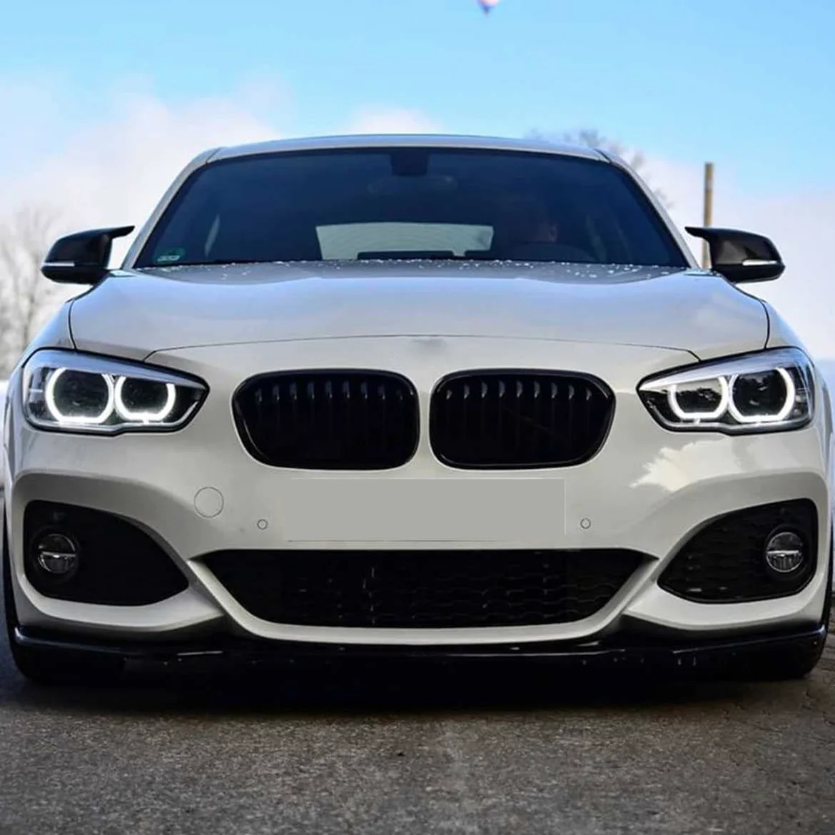 Coche AleróN Delantero Para B-MW 1 Series F20 F21 M-Pack 118i 120i 2015-2019, Labio Parachoque Spoiler Lip Trim Splitter Difusor Kit Cuerpo ProteccióN Accesorios
