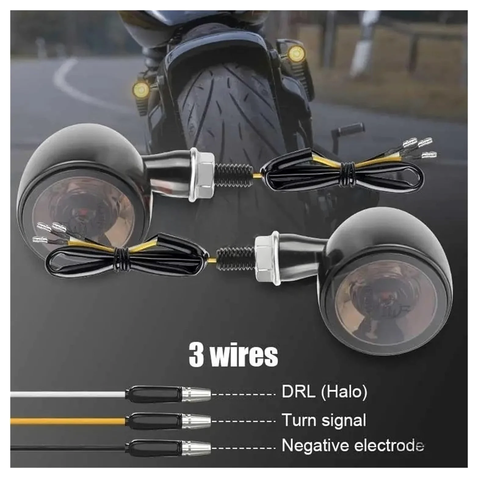 Intermitentes para Motocicleta, luz de señalización de Motocicleta LED, indicador Luminoso Blanco y Rojo, Luces de Freno y posición traseras, Intermitentes para Motocicleta de 8 mm.