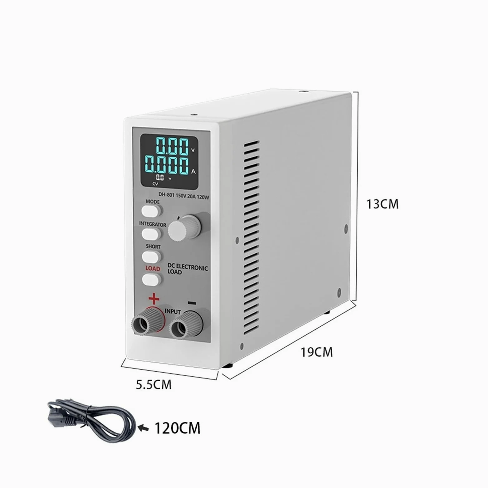 Probador de batería, Comprobador digital de capacidad batería CC con canal carga electrónica 120 W, 150 V y 20 A