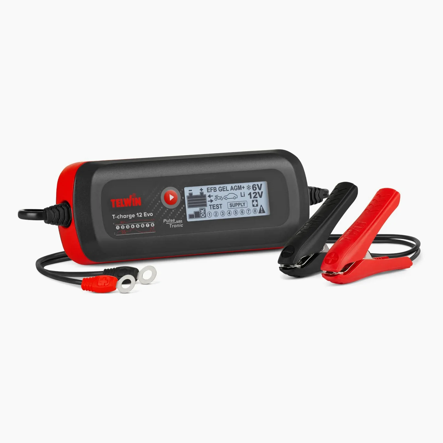 Telwin 807578 Cargador de baterías, mantenedor de carga y tester electrónico multifunción T-CHARGE 12 EVO
