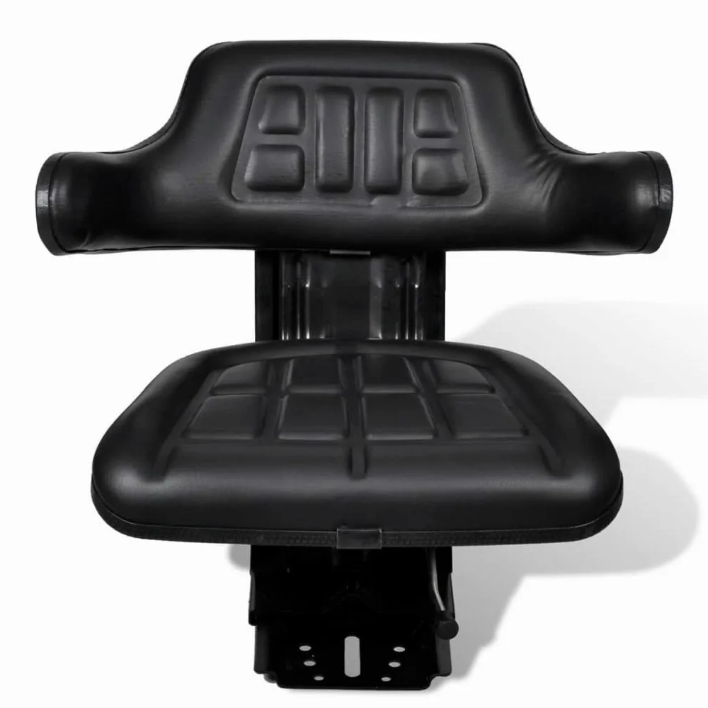 Asiento para tractor con suspensión negra, marco de acero, 53 x 60 x 50 cm, ajuste longitudinal de 150 mm, ajuste de peso 50-130 kg, asiento cómodo para tractor cortacésped, tractor de jardín