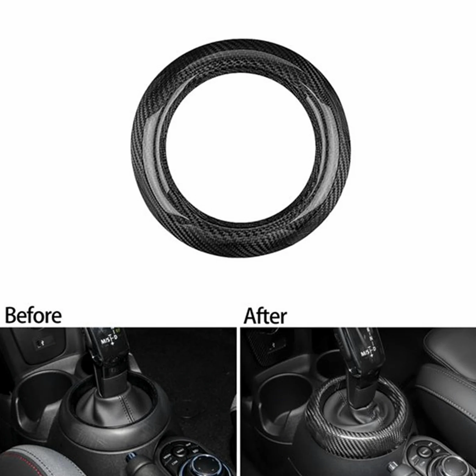 Accesorios Coche para Mini para Cooper para F55 para F56 para F57 para Countryman 2018-2022 Panel Engranaje Central Fibra Carbono Panel Control Modificación Interior Decoración Coche