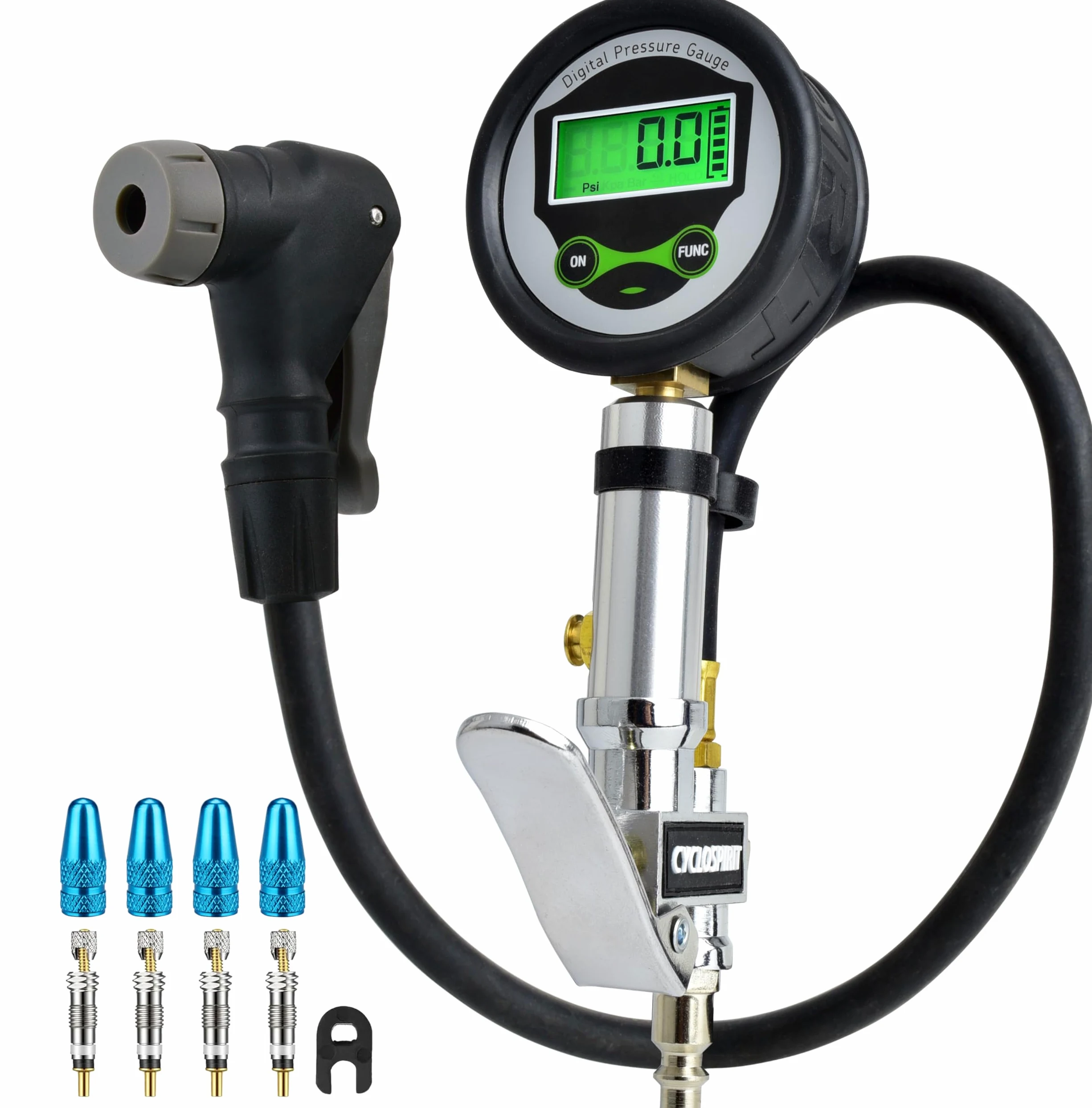 Medidor digital de inflado de neumáticos de bicicleta con tipo de válvula de selección automática, herramienta de compresor de aire Presta y Schrader