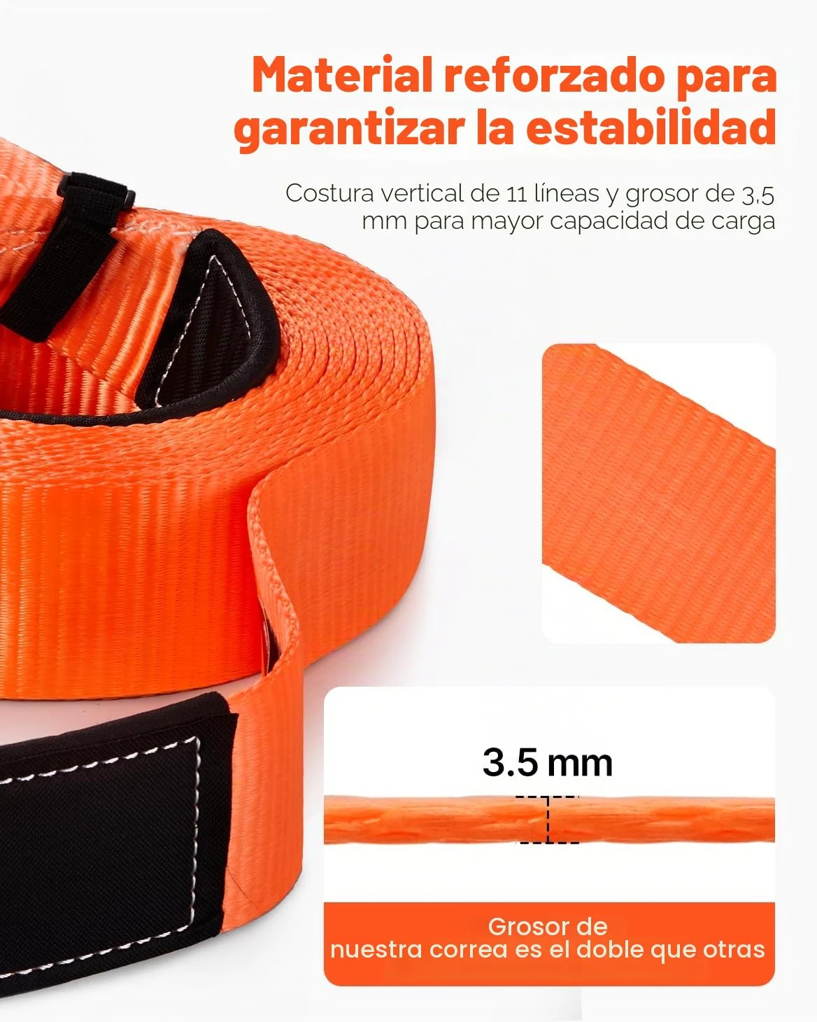 VEVOR Kit de Recuperación de Correas de Remolque, 76,2 mm x 9,1 m Capacidad de 16329 kg Correa de Cabrestante con Fundas Protectoras y Bolsa de Almacenamiento, Grilletes de Anilla en D para SUV, ATV