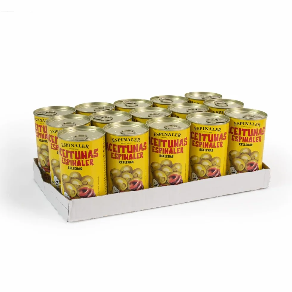 Espinaler Aceitunas Rellenas 350 gr - Olivas Verdes Rellenas - Encurtidos Gourmet - 15 Pack