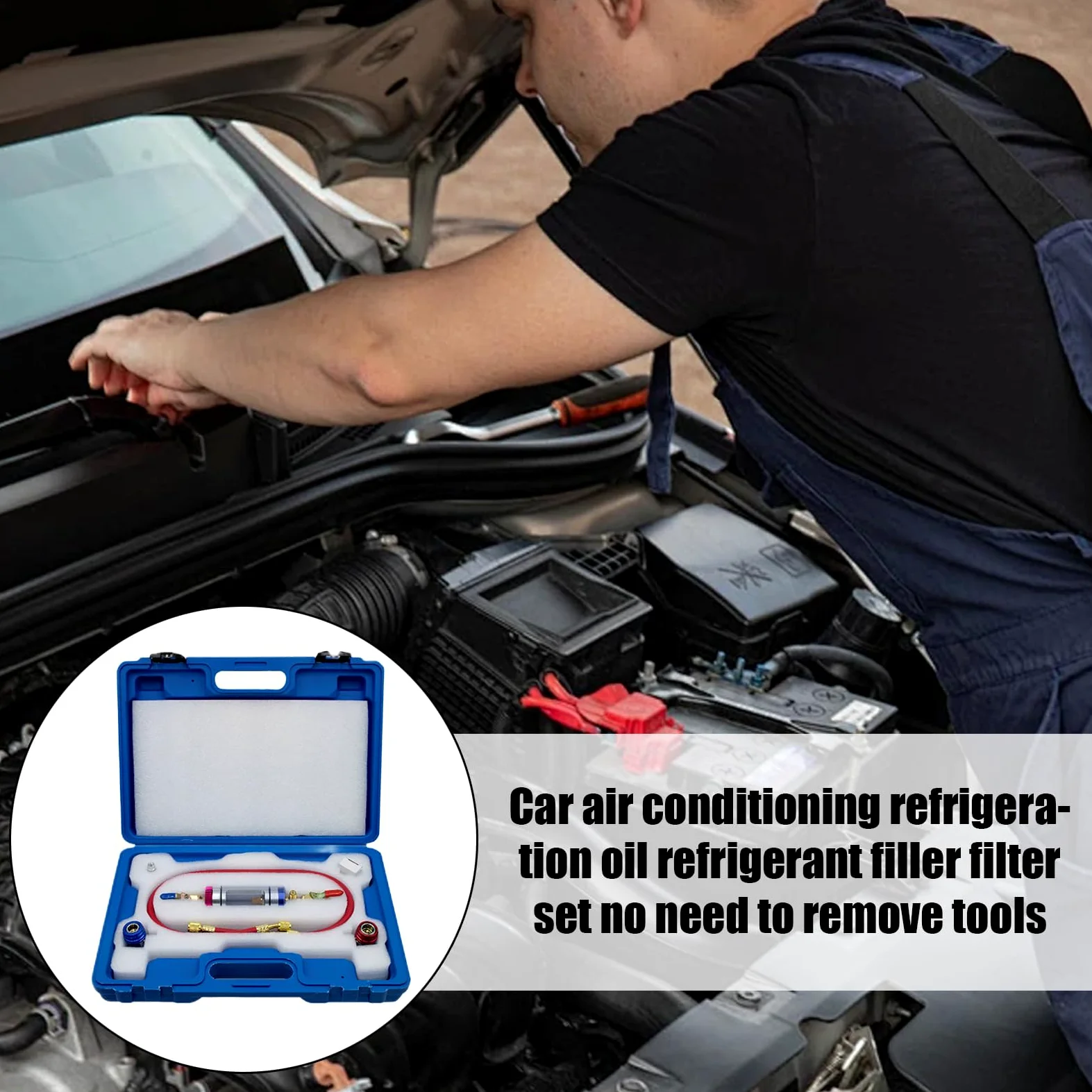 Generisch Analizador de AC – Kit de filtro de refrigerante de aleación de aluminio | Herramienta de llenado de de aire acondicionado para coche para eliminar impurezas de freón y