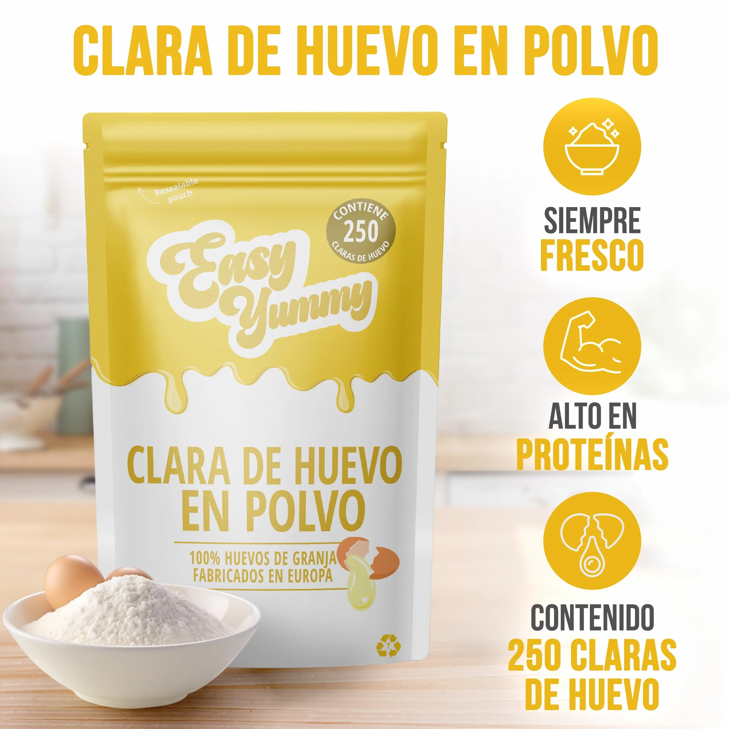 Clara De Huevo En Polvo 1 Kg – Huevos Deshidratados 100% Para Repostería Y Cocina