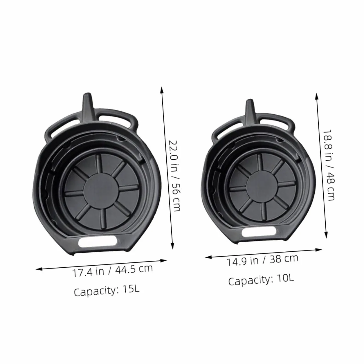 Healeved Bandeja De Goteo para Cambio De Aceite 2 Piezas (10l y 15l) En PE Duradero para Taller Automotor, Almacenamiento De Residuos De Aceite, Mantenimiento De Vehículos
