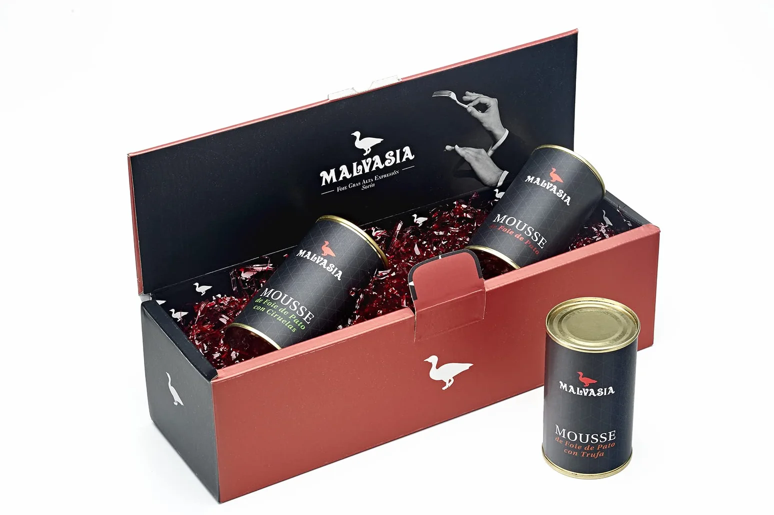 MALVASIA Mousse de Foie de Pato Lote Gourmet 3 Latas 200g Tradicional Ciruelas Trufa Sin Gluten