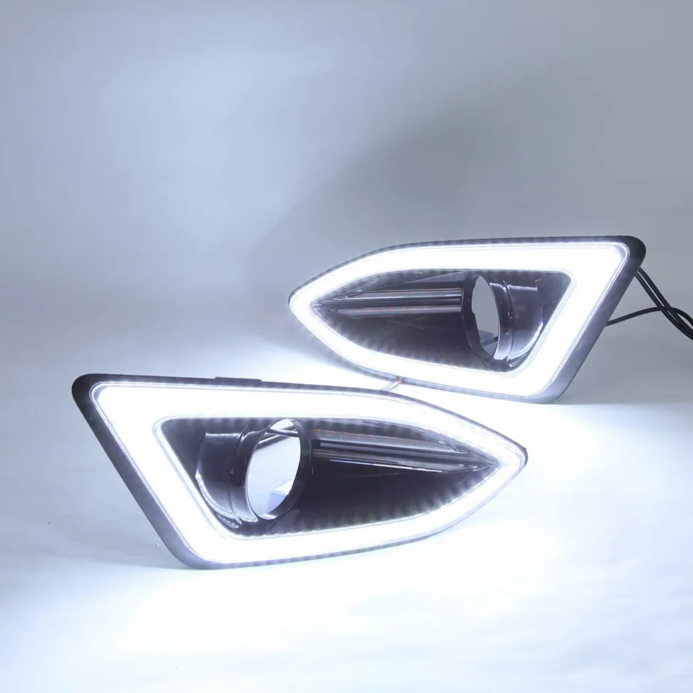 Luces diurnas LED DRL para Ford Edge 2015 2016 2017 2018, Parachoques delantero LED blanco DRL + intermitentes amarillos