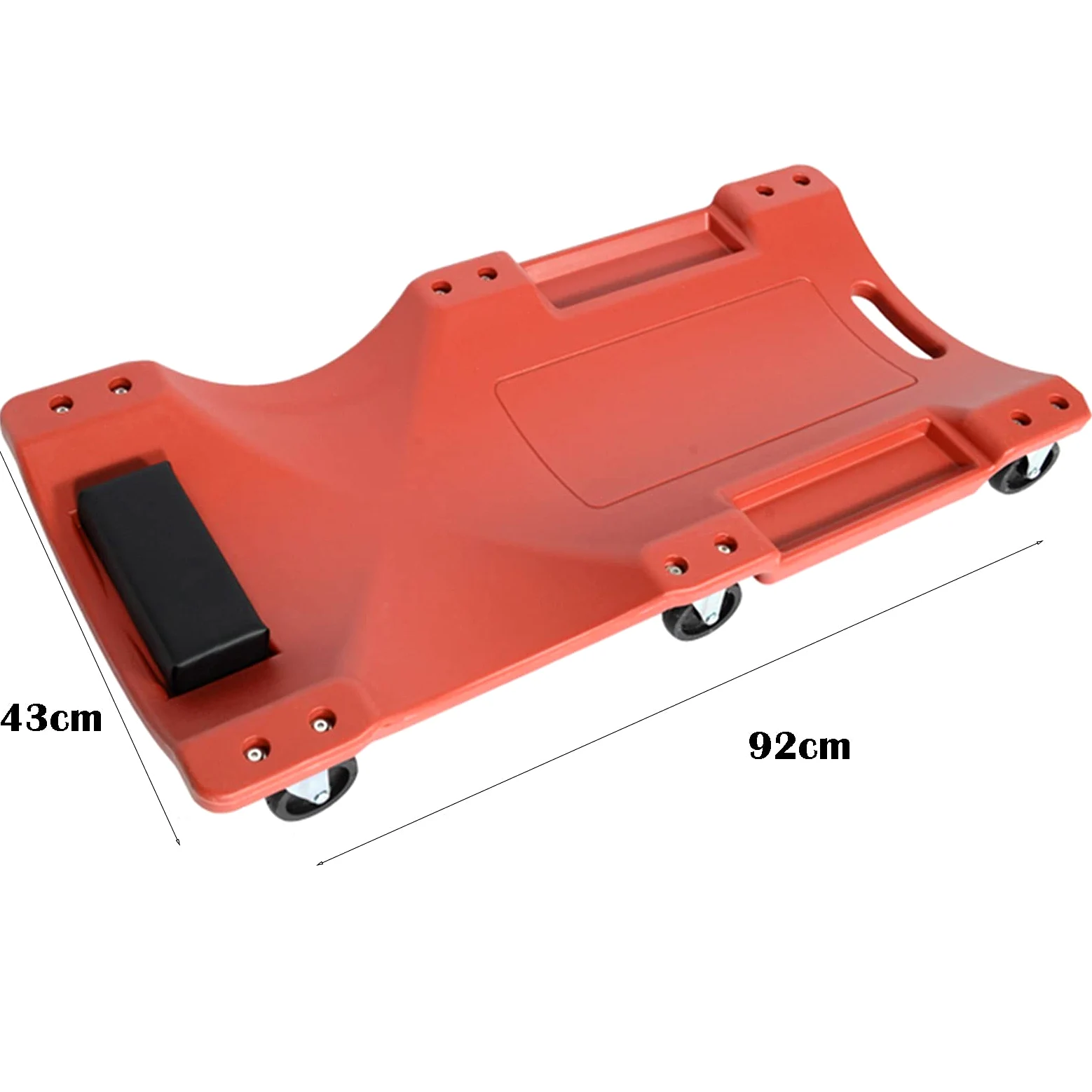 Plataforma rodante de plástico para Debajo del Coche, para Taller o Garaje, con 6 Ruedas, Caja de Herramientas y Plataforma ergonómica, Ideal para Taller y hogar (Color: Negro) (Negro/Rojo)