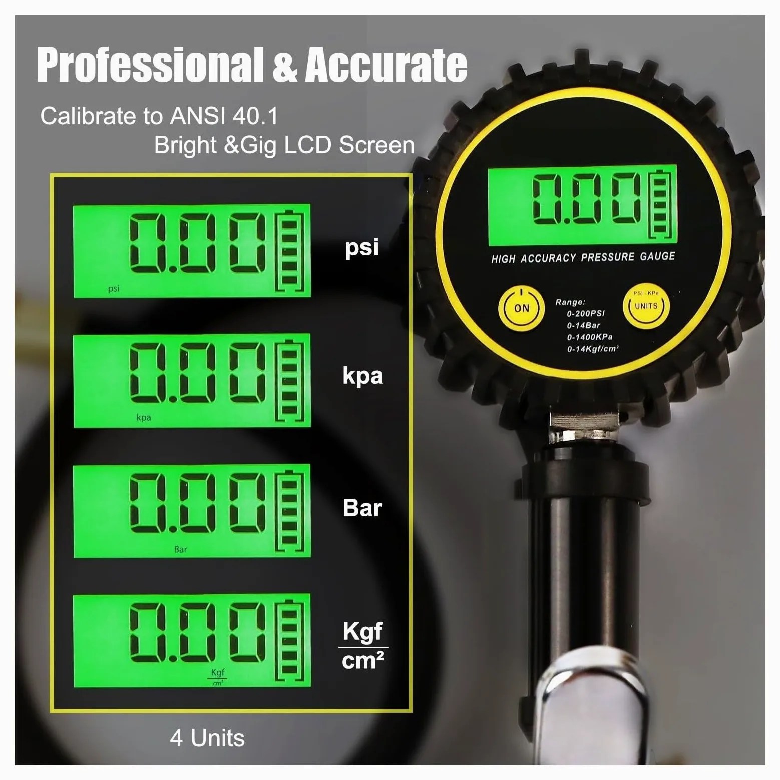 Manómetro de neumáticos Medidor De Presión De Neumáticos E Inflador Digital, Medidor De Inflado De Neumáticos De 200 PSI, Accesorios De Herramientas De Aire For Inflador De Neumáticos De Alta Resisten