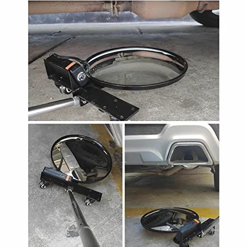 Espejo De Seguridad para Inspección De Bajos De Vehículos, Espejo De Detección Reflectante Portátil, Espejo Convexo con Luz, Retráctil De 3 Poleas, Adecuado para Veh