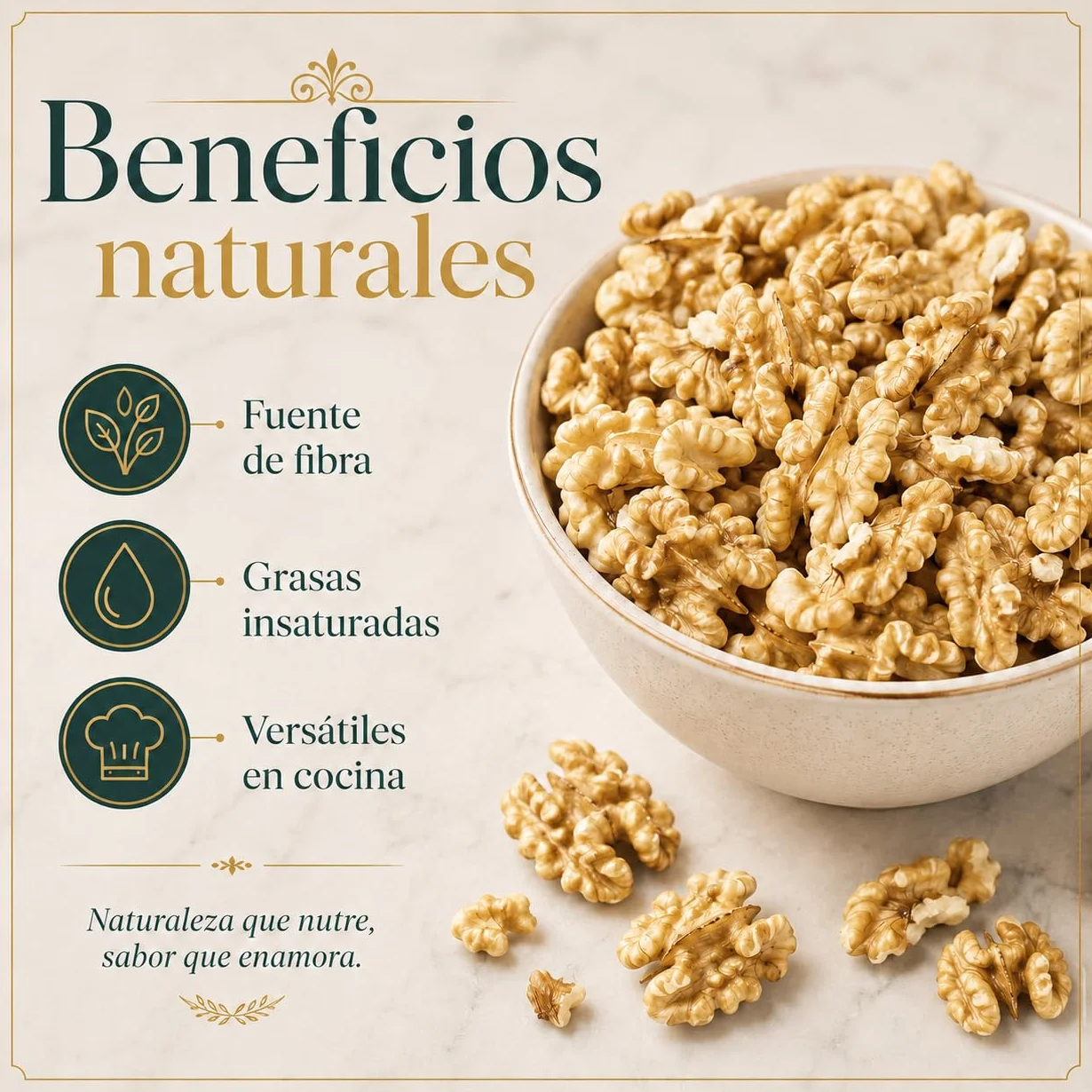 Samskara Nuez Pelada AL VACIO Gran Calibre a Mano Premium 600 g | Nueces Naturales Extra Light, Fruto Seco en Cuartos, Snack Gourmet 100% Natural sin sal