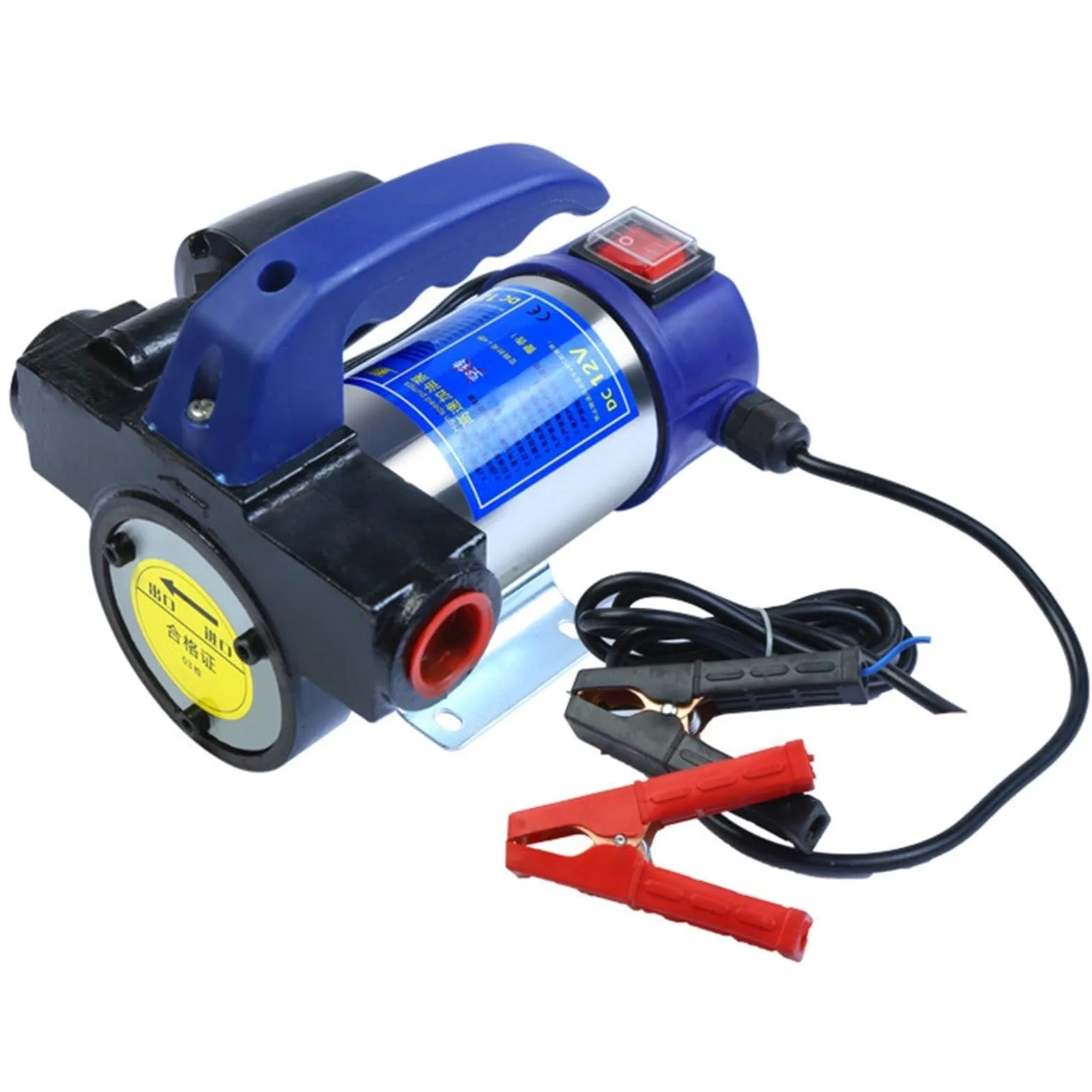 Bomba de transferencia aceite y combustible portátil, autocebante con interruptor presión, 12V, 24V, 220V, queroseno diésel eléctrico bomba de sifón manual para gas(12V)