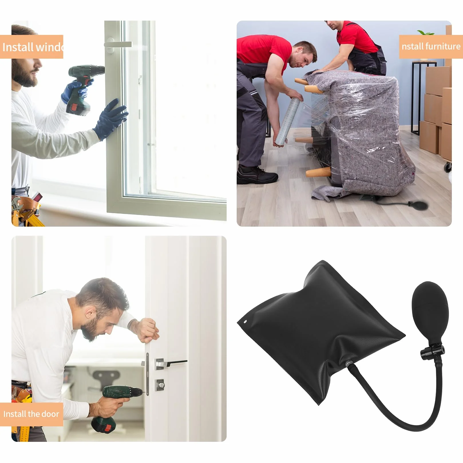 4 Pcs Bomba de Cuña de Aire, Bolsas de Aire inflables para Puertas, Bomba de Bolsa de Aires, Cojinete de Cuñas Inflables para Instalación de Puertas Ventanas Autos, Maxima 200 KGAutomóviles