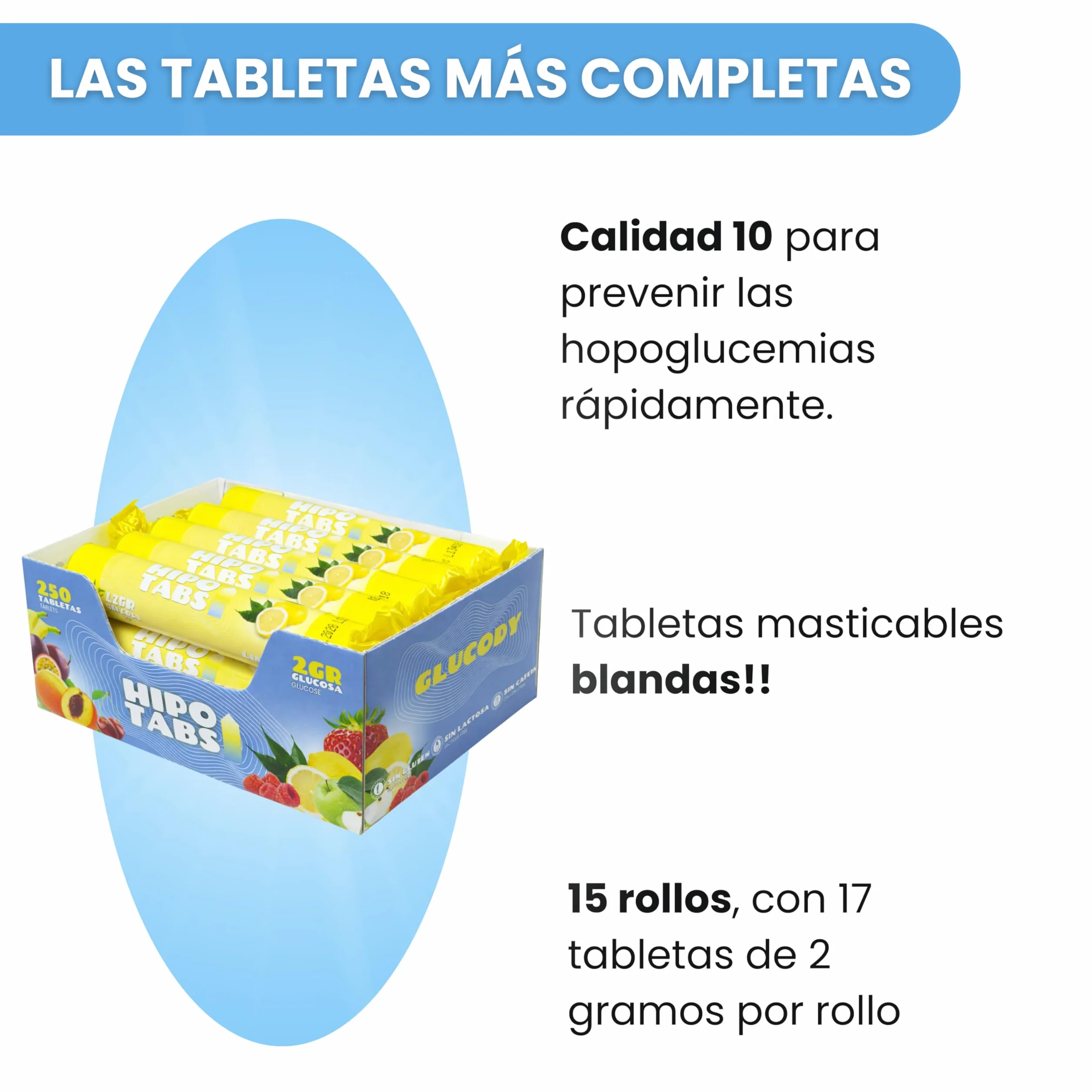 GLUCODY 255 Pastillas de Glucosa de Absorción Rápida, Caja 0,5 kg, 2g, Limón