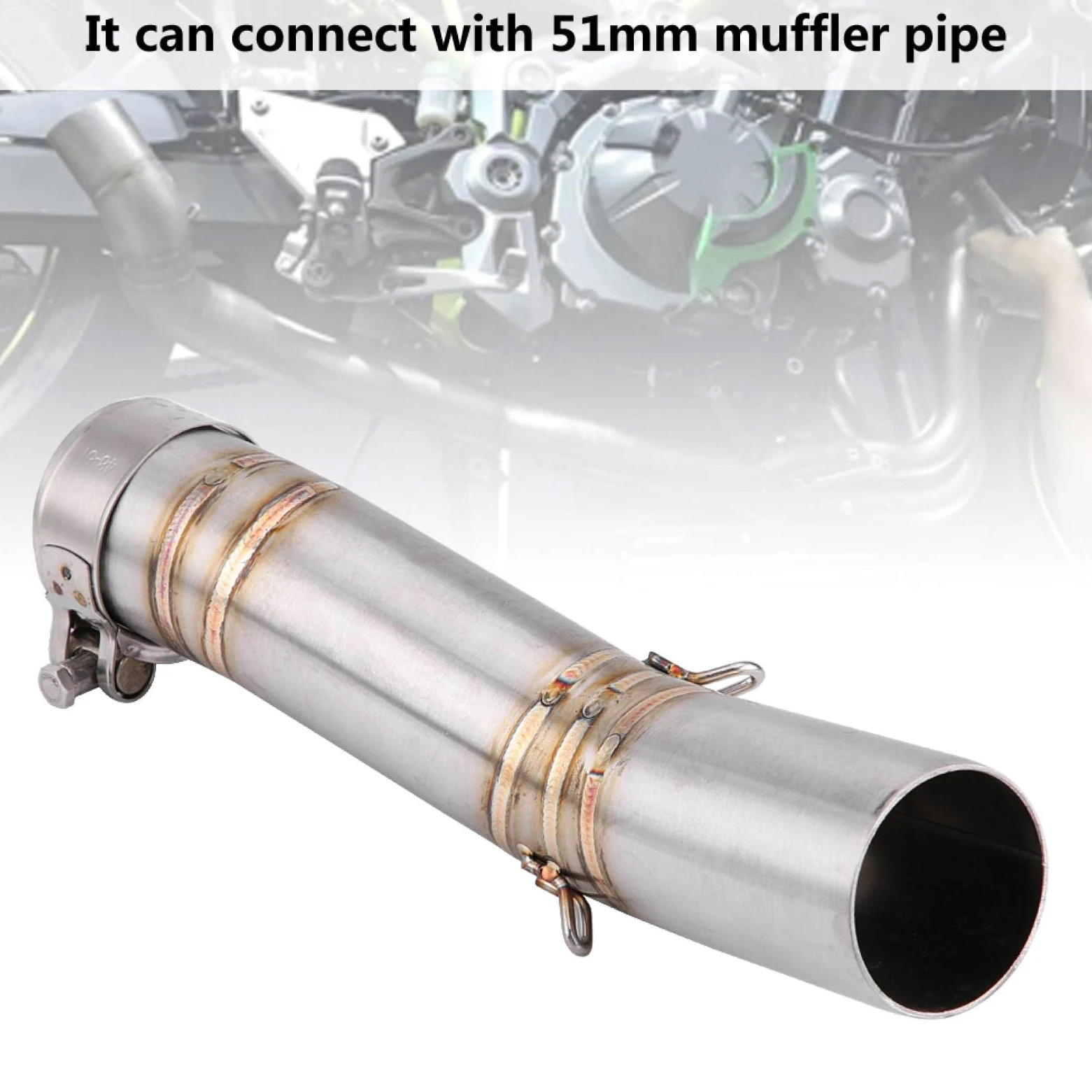 Supresor Catalizador Gsxr, Qiilu Pipe Tubo de escape Moto Sistema de escape completo Vent Middle Pipe Link Connect para GSX- R600/GSX-R750(K7)