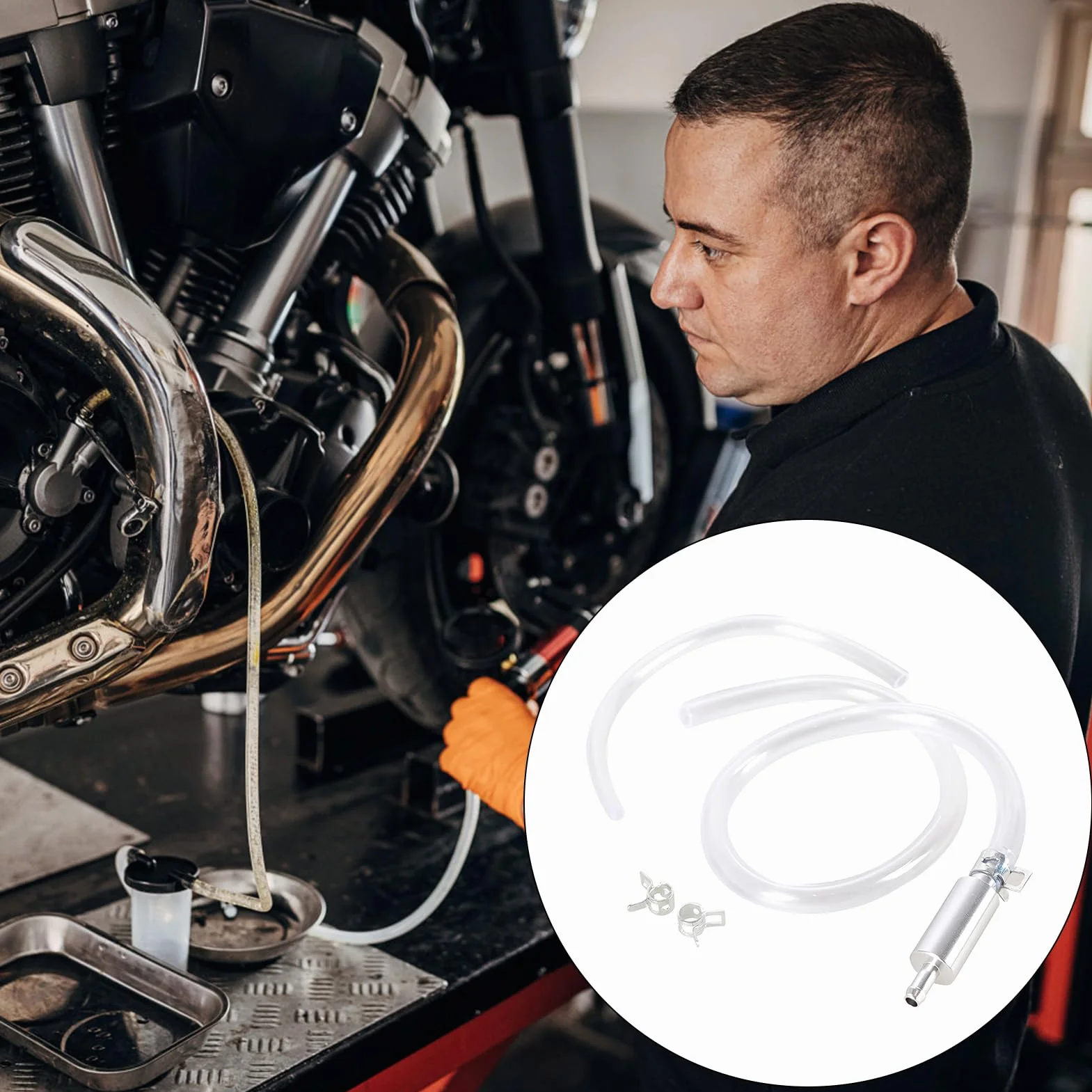 Kit Purgador de Travão para Motocicleta y Bicicleta, Mangueira de Purga Frenos Herramienta de Mantenimiento con Tubo Flexible y Cuerpo de Aluminio, Resistente a Corrosión, Fácil Instalación y Uso