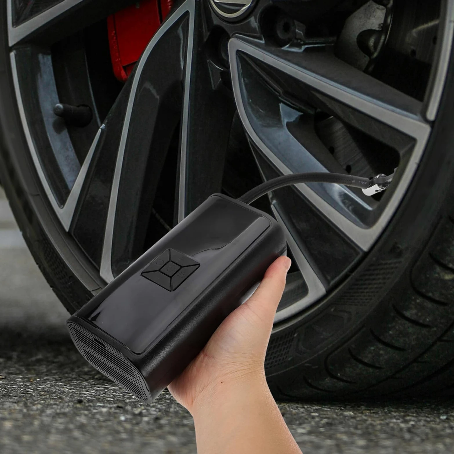 PRETYZOOM Bomba de Aire Portátil Compacta para Neumáticos de Bicicleta | 1 Juego, Negro Abs, 3 X 1500mah, Presión 3-150psi y Precisión ±1.5psi, 60w 7.4v