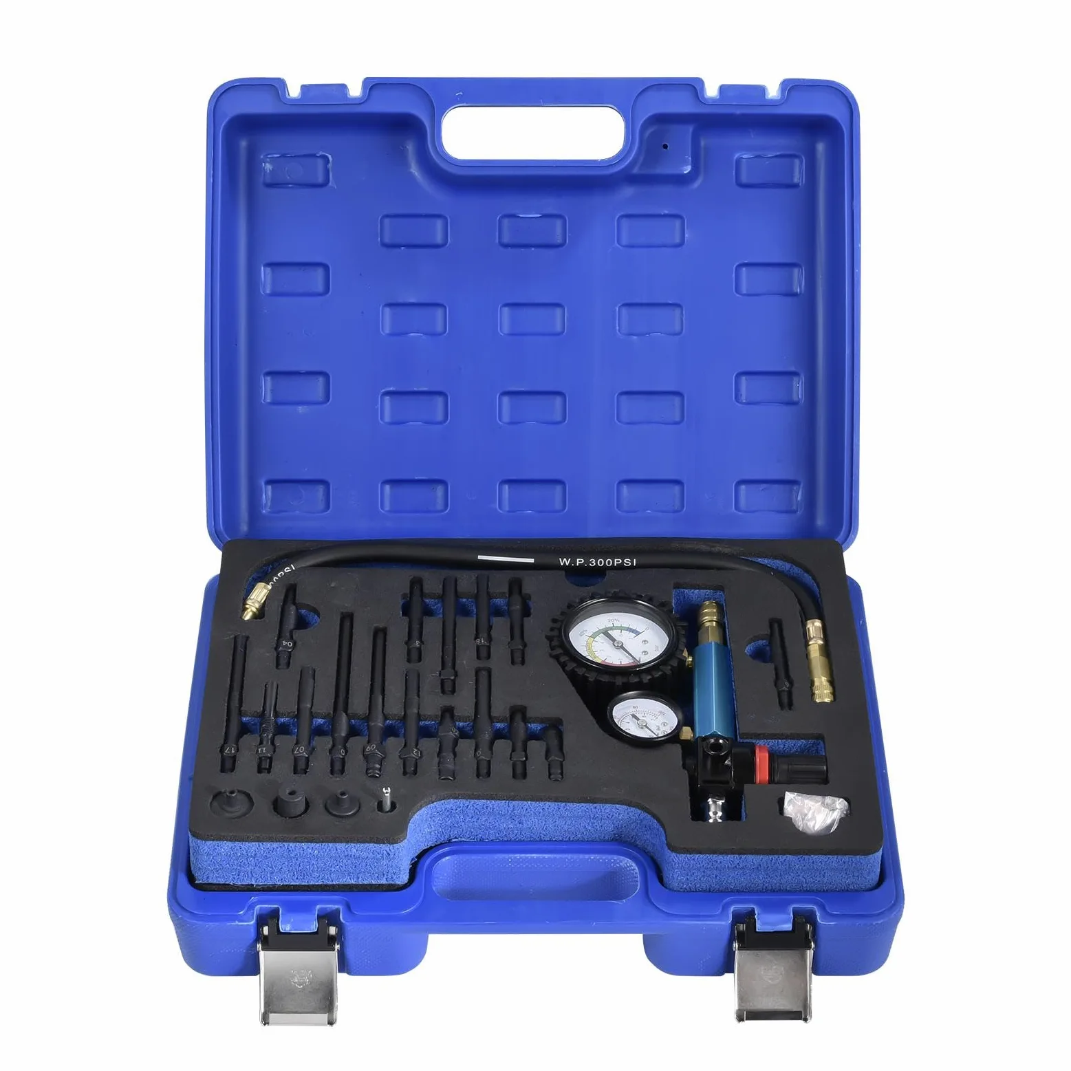 Juego De Comprobador De Compresión De Motor Comprobador De Compresión Para | Juego de 46 Piezas con Manómetro Doble, Probador de Bujías y Estuche para Motor
