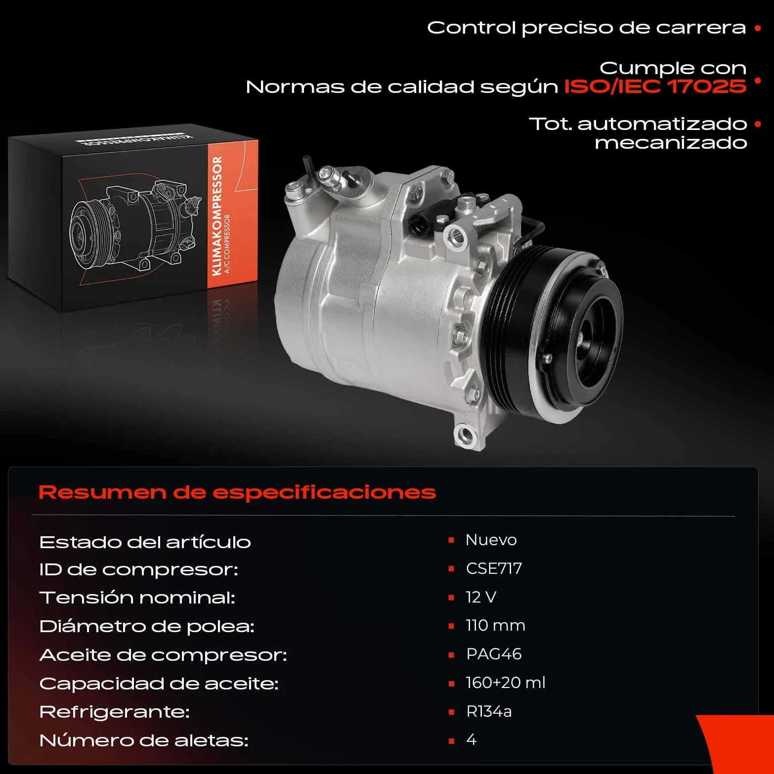 Frankberg Compresor de aire acondicionado, a gasolina, 98442 | con embrague; Compatible con: X5 E53