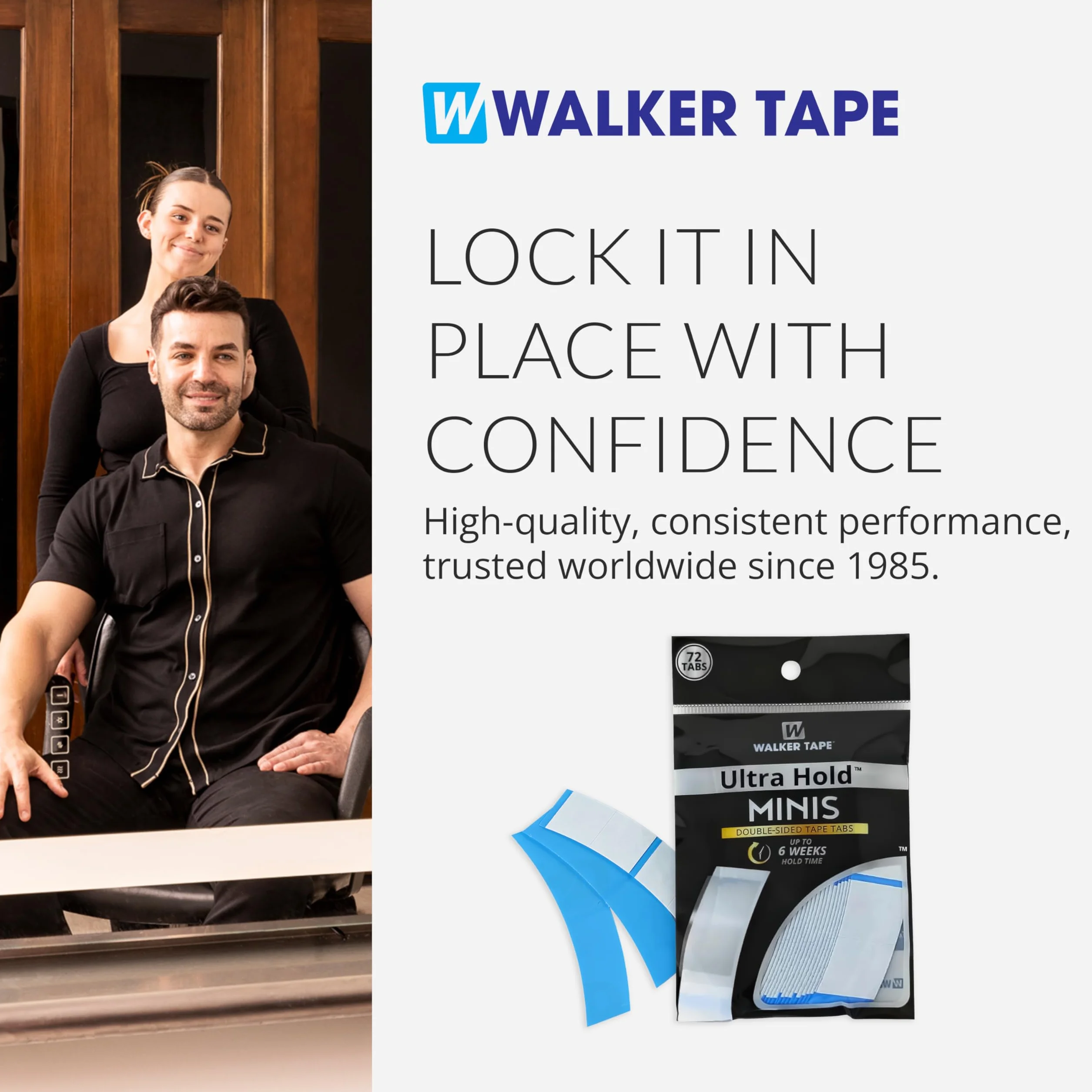 Walker's Ultra Hold Minis Adhesive Tape Strips 72 Pack for Lace Wigs & Toupees