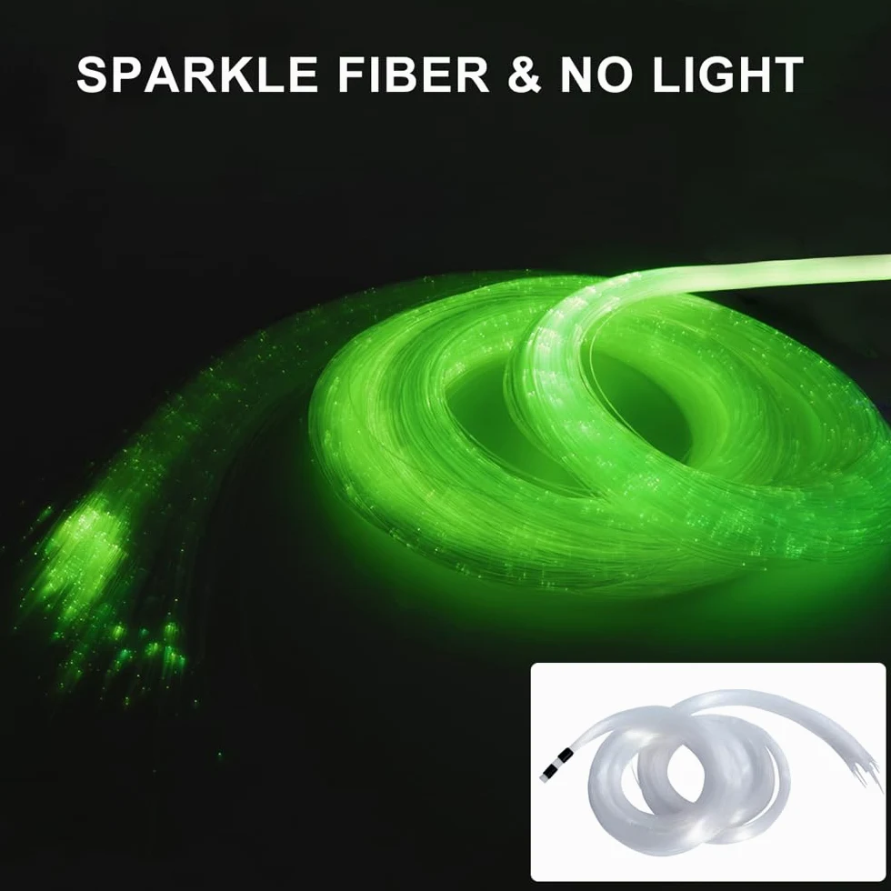 Lámpara de techo de 16 W con efecto cielo estrellado de fibra óptica para auto con 650 piezas * 0,75 mm * 3 m Twinkle Meteor 2 en 1 Modelo Música Sync APP Control para regalos de boda Luces de