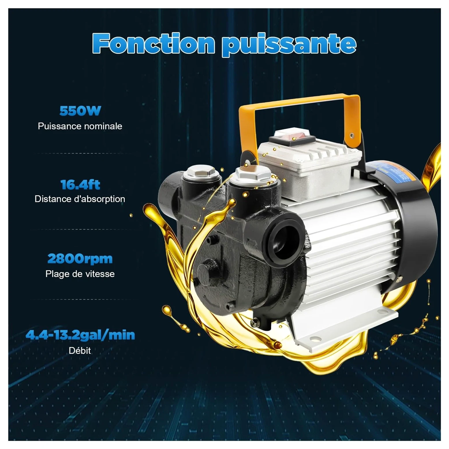 Bomba Diésel De 230 V Con Conexiones, Abrazaderas Y Filtro, Aceite Eléctrica Autocebante, Motor Sin Escobillas, Portátil Mano TráFico Intenso