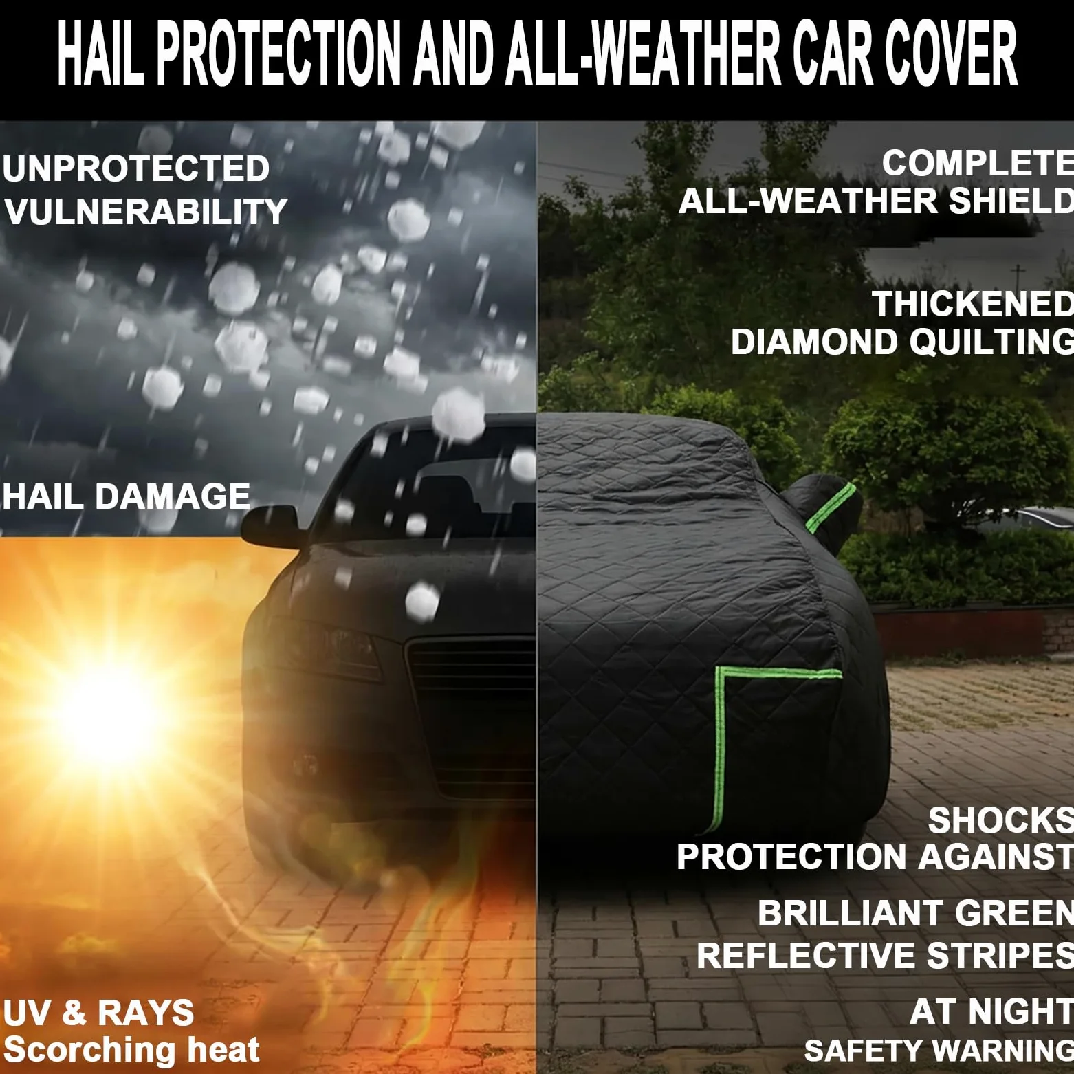 Funda Coche Antigranizo para Peugeot e-5008 (2024-2026) Espesado de 7 Capas, Forro Suave, Transpirable, Antiviento, Impermeable, Tejido Oxford, Anti-UV, 4 Estaciones