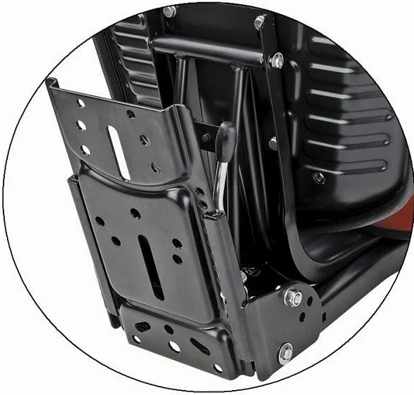 Asiento de tractor VS200 con suspensión universal para maquinaria agrícola – polipiel PVC, 50–120 kg, suspensión 100 mm, ajuste longitudinal e inclinable, asiento ergonómico para tractor agrícola y