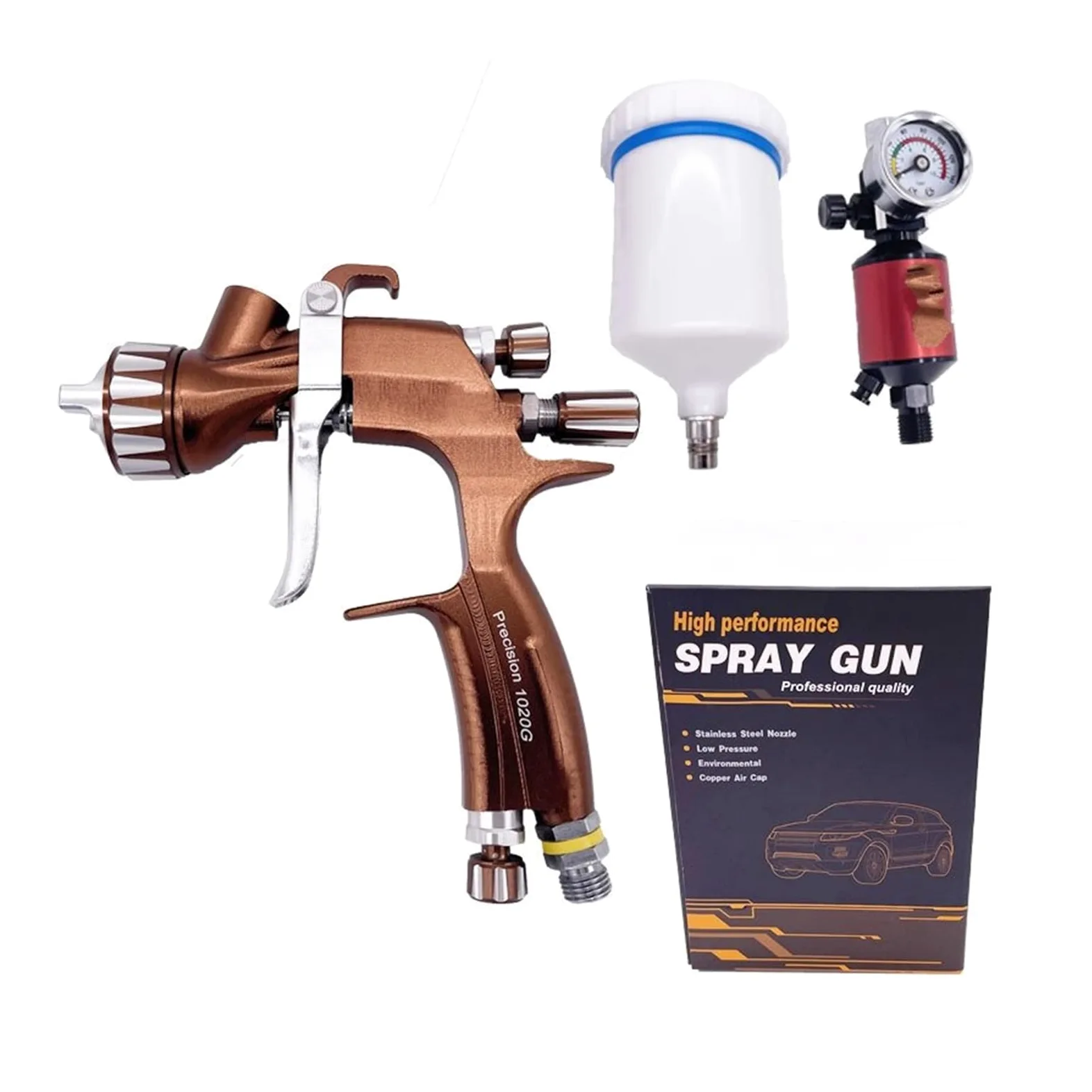 Boquilla Bomba de Engrase Pistolas de Pintura con Boquilla de 1,3 MM, Pistolas pulverizadoras industriales de Alta atomización con aerógrafo 959G Boquilla engrasadora(Mini 0.8MM)