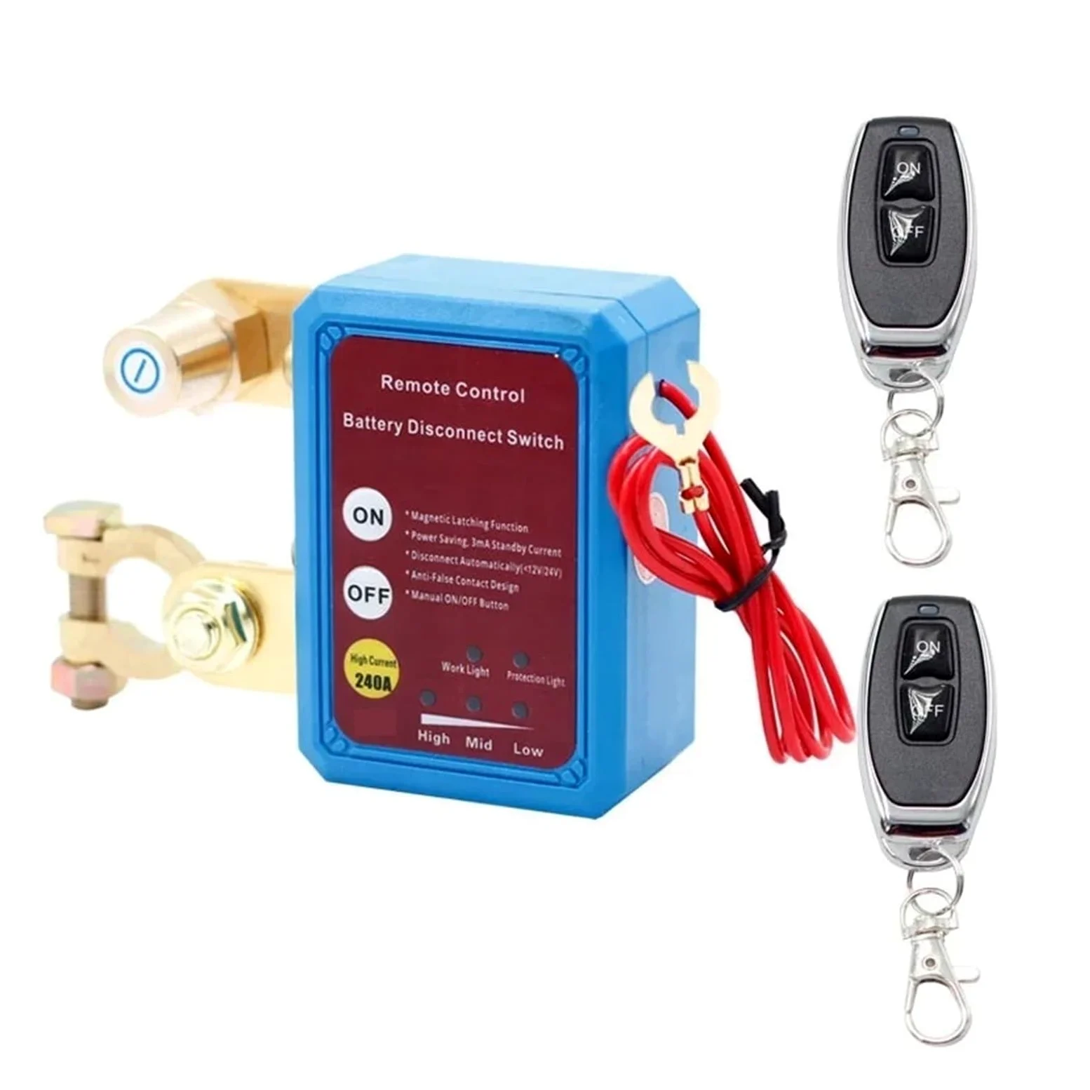 Interruptor de Corte de la batería Interruptor de desconexión de batería, 12 V, 240 A, Interruptor de Apagado y Apagado con Control Remoto for Coche y camión