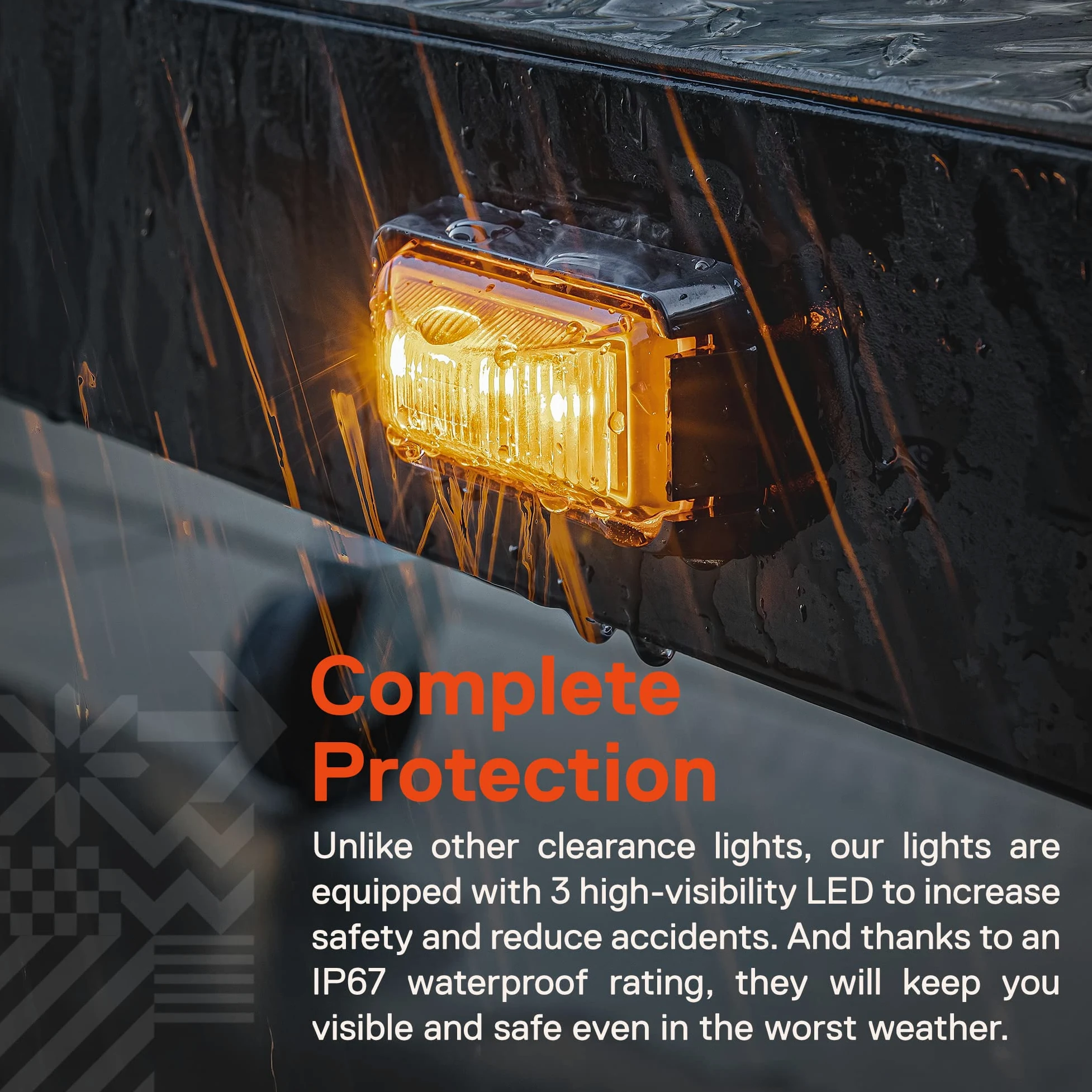 12 luces LED ámbar de 6,4 cm con bisel negro [DOT FMVSS 108] [SAE P2PC] [montaje en superficie] [resistente al agua IP67] luces de señalización laterales para remolques y camiones