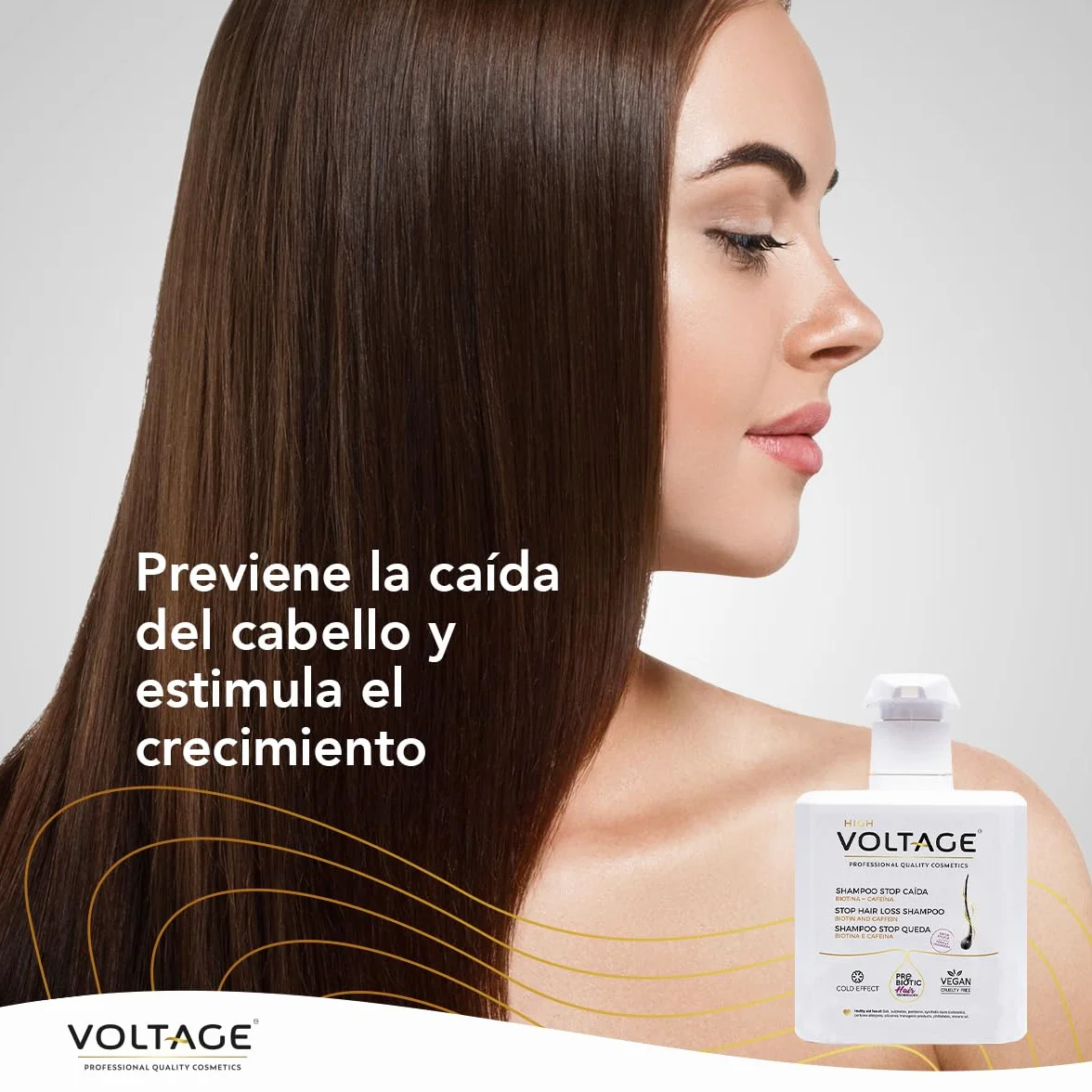 Voltage Cosmetics Champú Anticaída 500 ml con Biotina y Cafeína