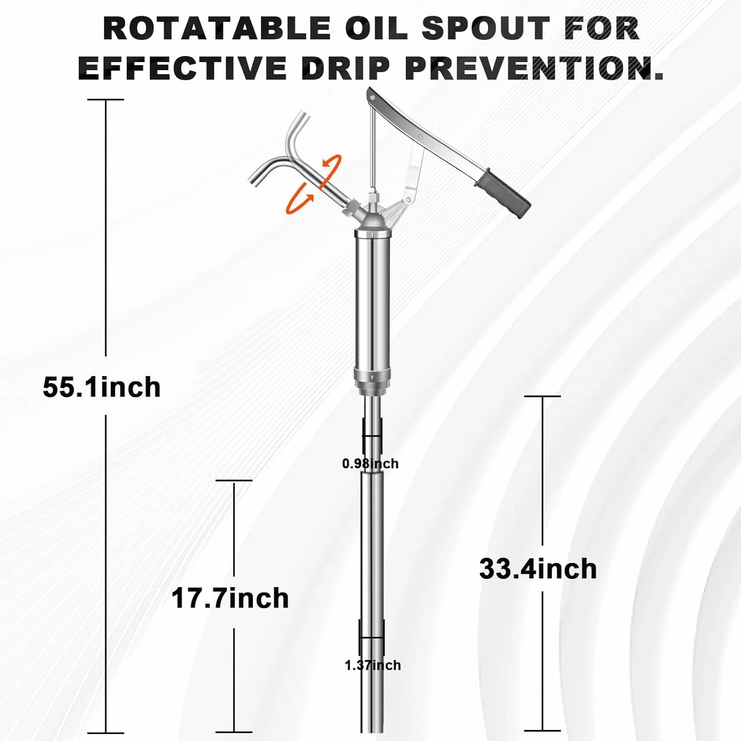 Bomba Manual para bidones de Aceite, Bomba de Palanca para barriles, Tubo de succión telescópico de 450-900 mm, Apta para bidones de Aceite de 50-200 L, Ideal para transferir Aceite de Motor, diésel,