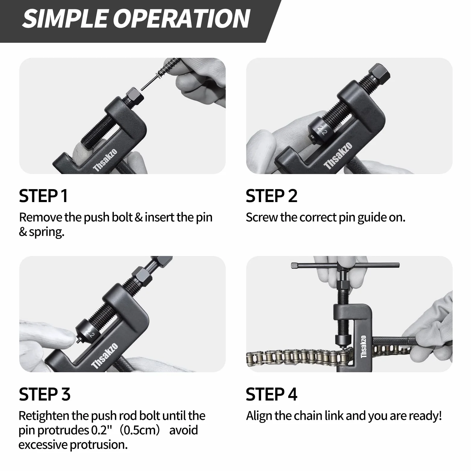 Thsakzo13 Piezas Kit de Kit Cadena Moto, Rompedor de Cadena de Motocicleta interruptores de cadena para motocicleta, herramienta de extracción de cadena y kit de remachadora cadena moto