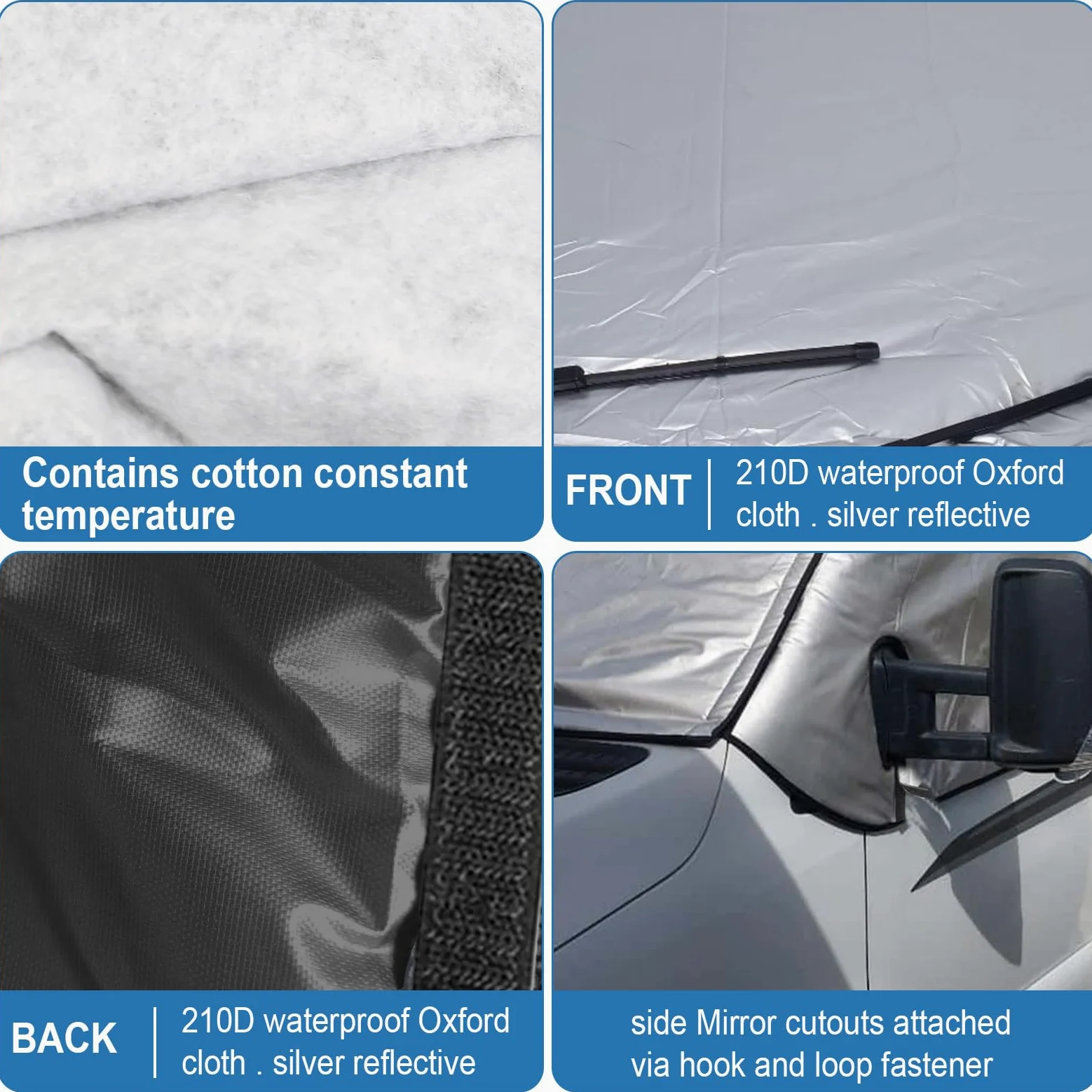 JOJOCY Cubierta para parabrisas delantero para Mercedes Sprinter 2019-2025, tela Oxford gruesa 210D desmontable, cubierta para parabrisas de coche, protección solar, protección contra el hielo, polvo