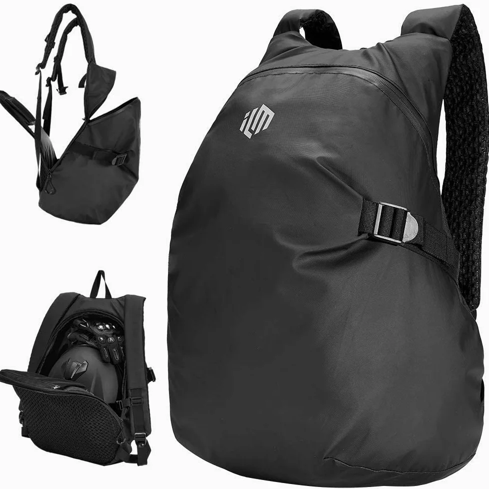 ILM Mochila mujer hombre Multifuncional-Mochila de Motocicleta Bicicleta Escuela Impermeable con Tiras Reflectantes con Gran Capacidad, Negro, Modelo MB01