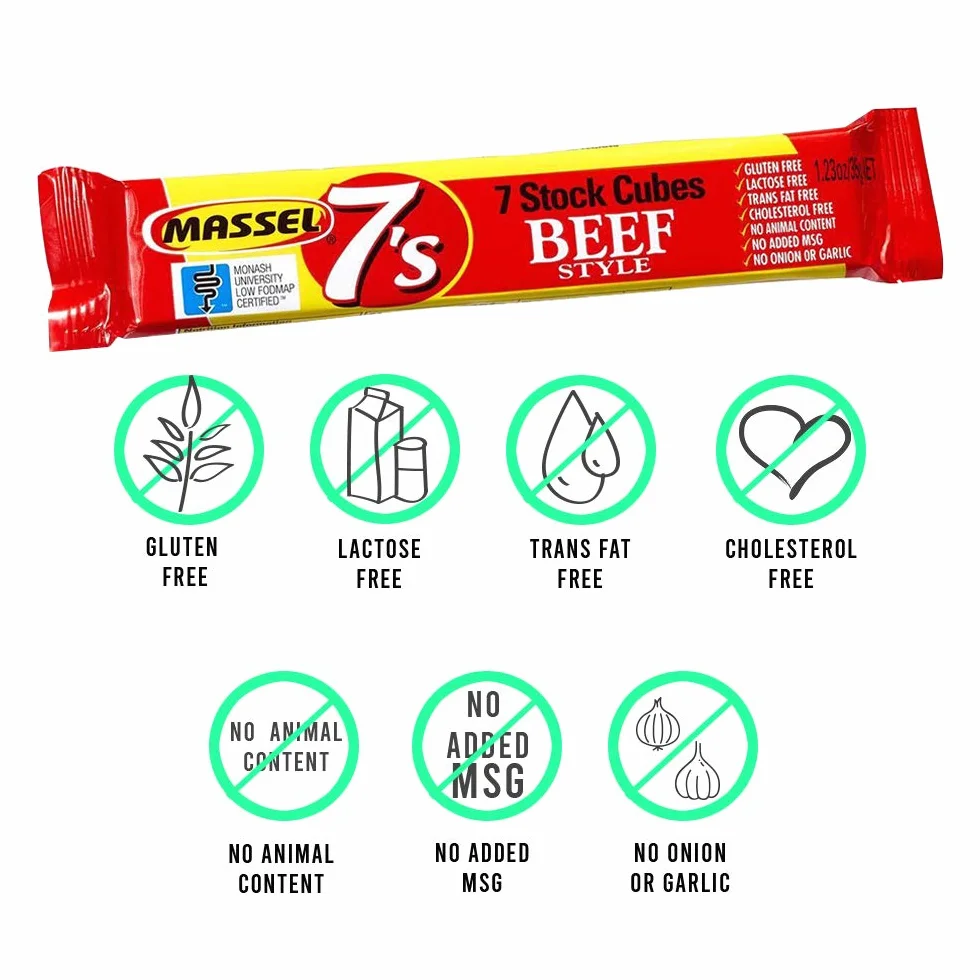 Massel 7's Vegan Bouillon Stock Cubes Gluten-Free Beef Broth Flavour 35g Pack of 10