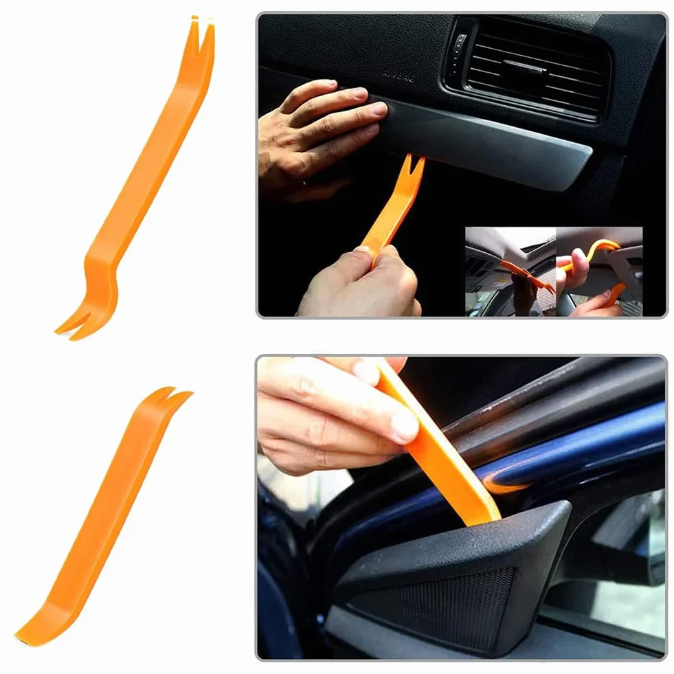 flintronic Kit de Herramientas Desmontaje Coche, 4PCS Herramienta de Desmontar, Desmontadores de Plastico del Panel Frontal del Coche, para Desmontar Audio Vehículo Radio Interior Recubrimiento.