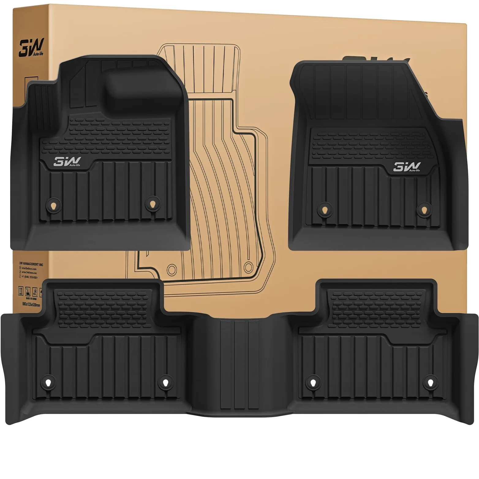 3W Alfombrillas de Coche para Range Rover Evoque L551 2020-2024 2025, TPE Alfombrillas para Todo Tipo de Clima para Range Rover Evoque la 1ª y 2ª Fila Juego Completo, Admite Perros, Accesorios, Negro