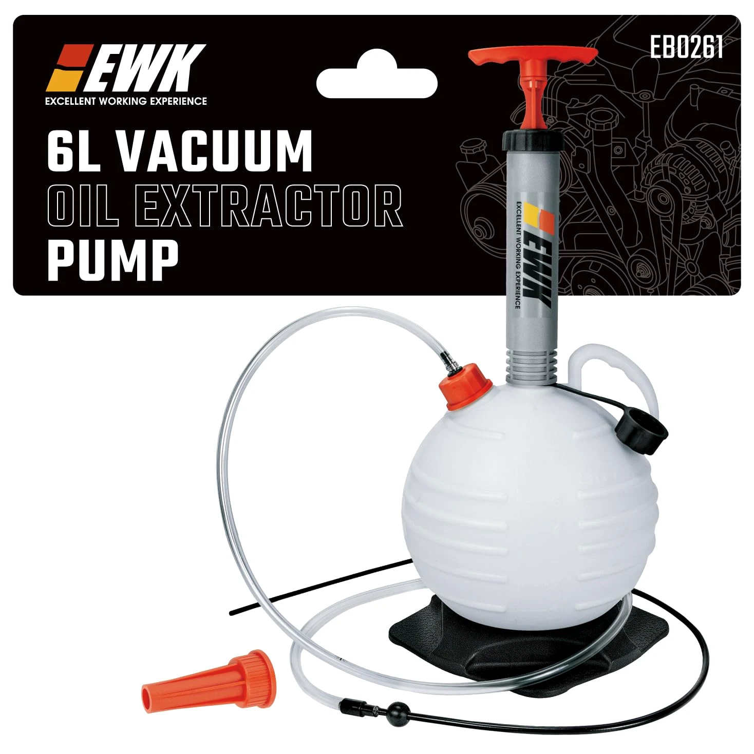 EWK Bomba extractora de aceite al vacío de 6 litros, bomba de cambio de aceite portátil para automoción, barco marino, moto acuática, cambio rápido de aceite y bomba de transferencia de líquido de
