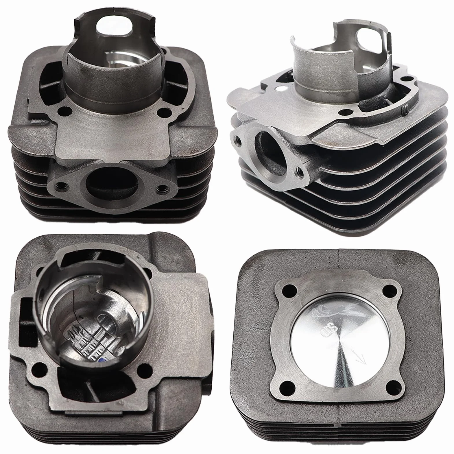 Kit Cilindro Gruppo termico DR Evolution 70cc D.48 Piggio AC ARIA SP.12 GHISA en fundición refrigerado por aire para motores Piggio Gilera 6 transferencias con escape elíptico y cabeza